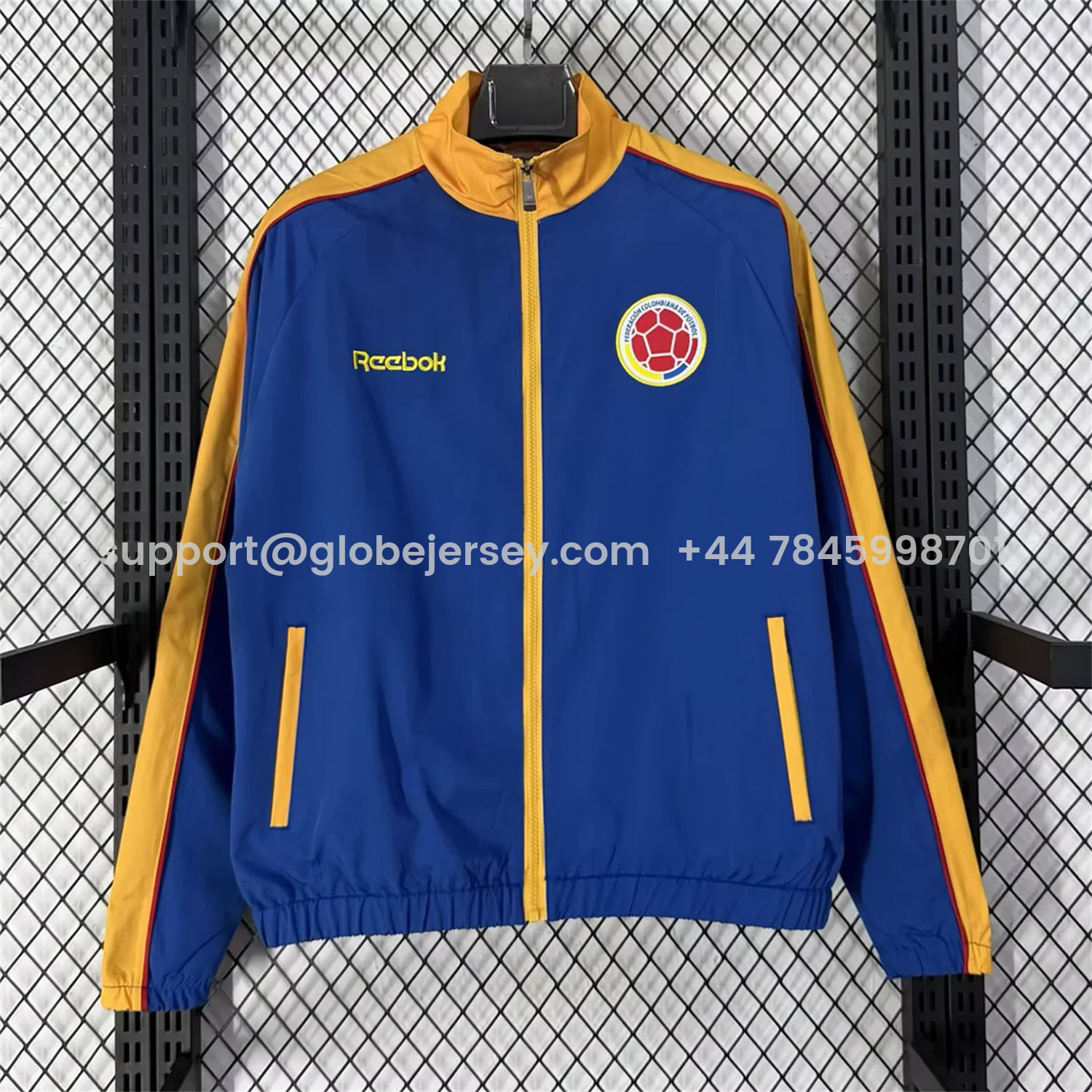 GlobeJersey-Colombia 2026 Windbreaker Jacket - Blue With Yellow