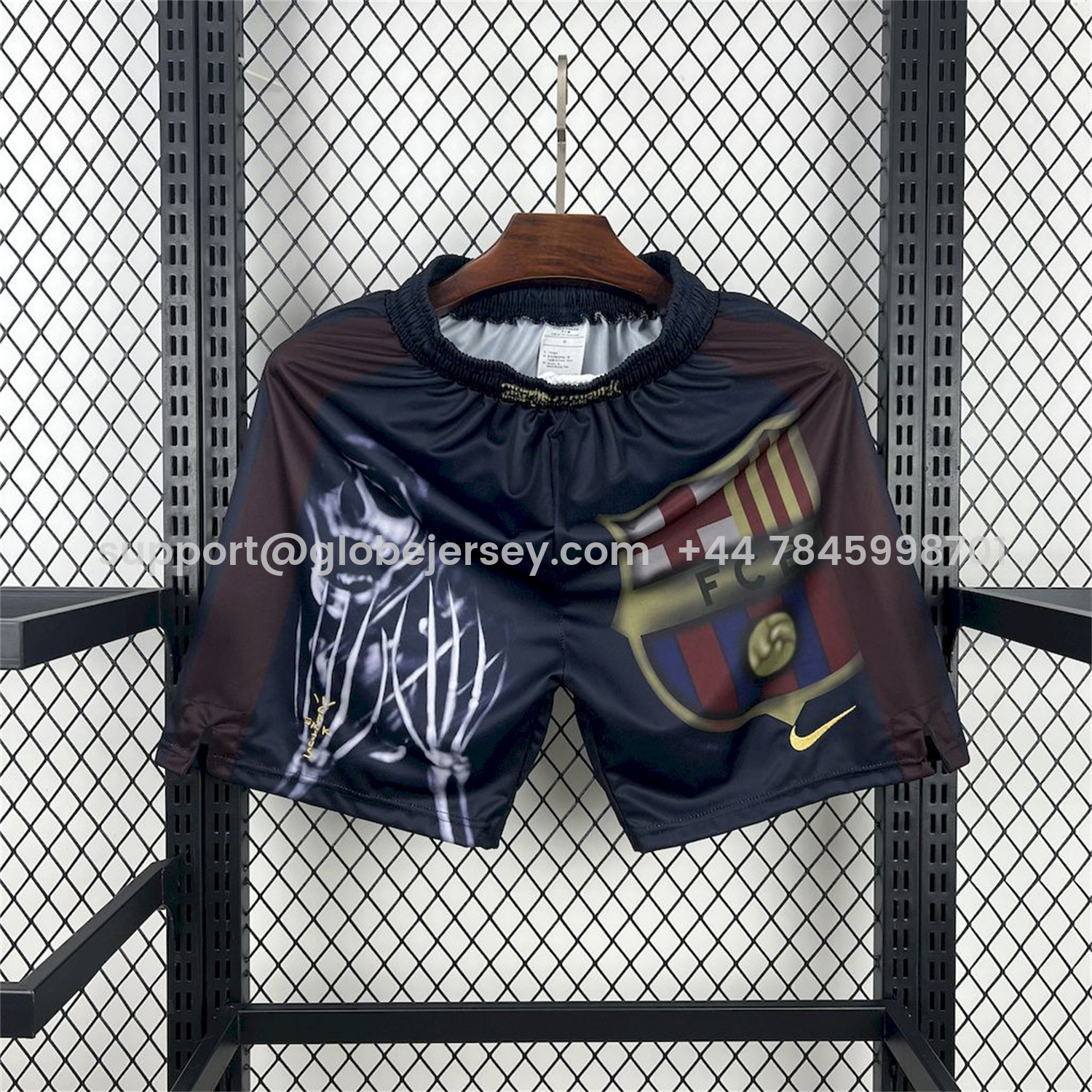 GlobeJersey-Barcelona x Travis Scott 25-26 Black Skeleton Shorts
