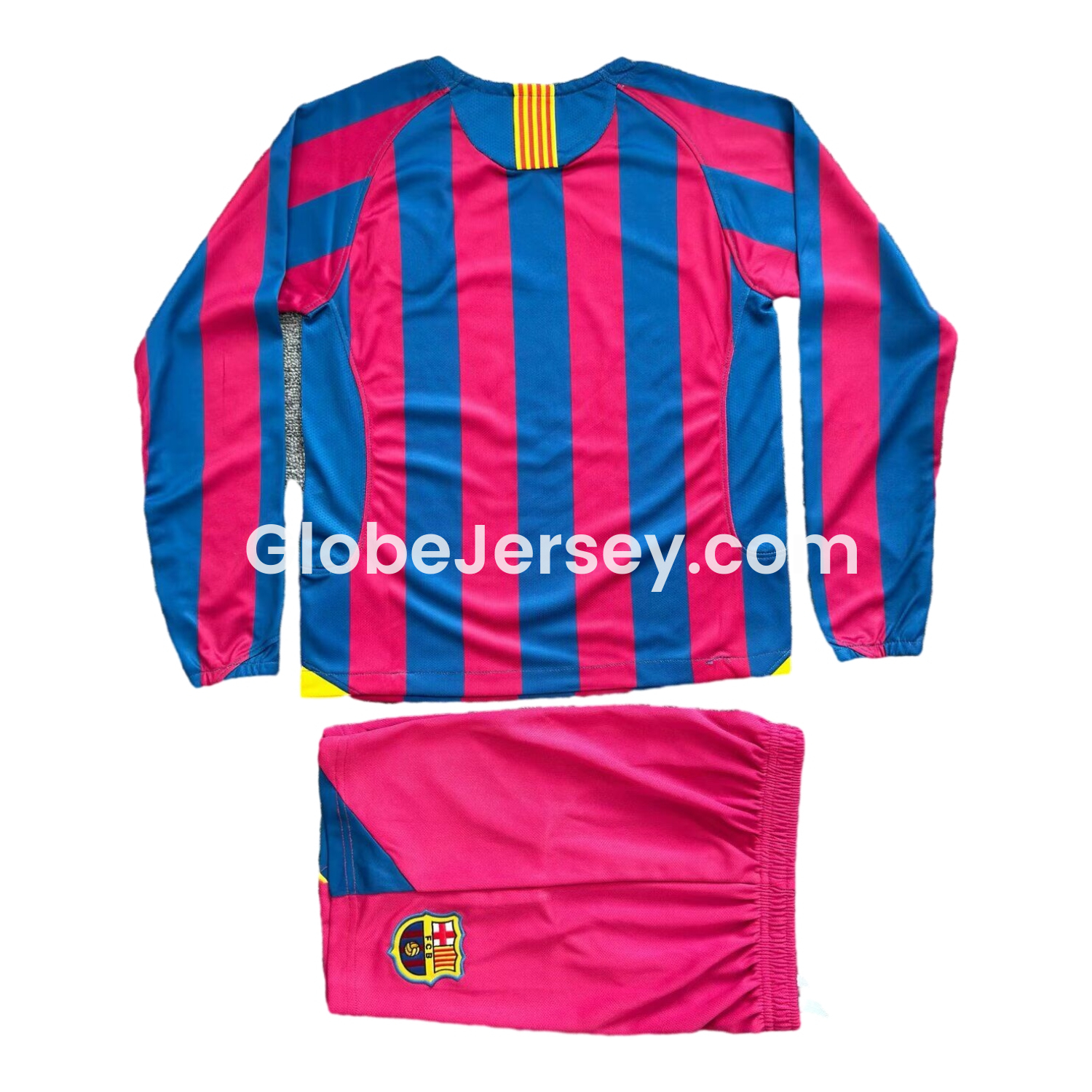 GlobeJersey-Retro Barcelona 06-07 Home Long Sleeve Kids Kit