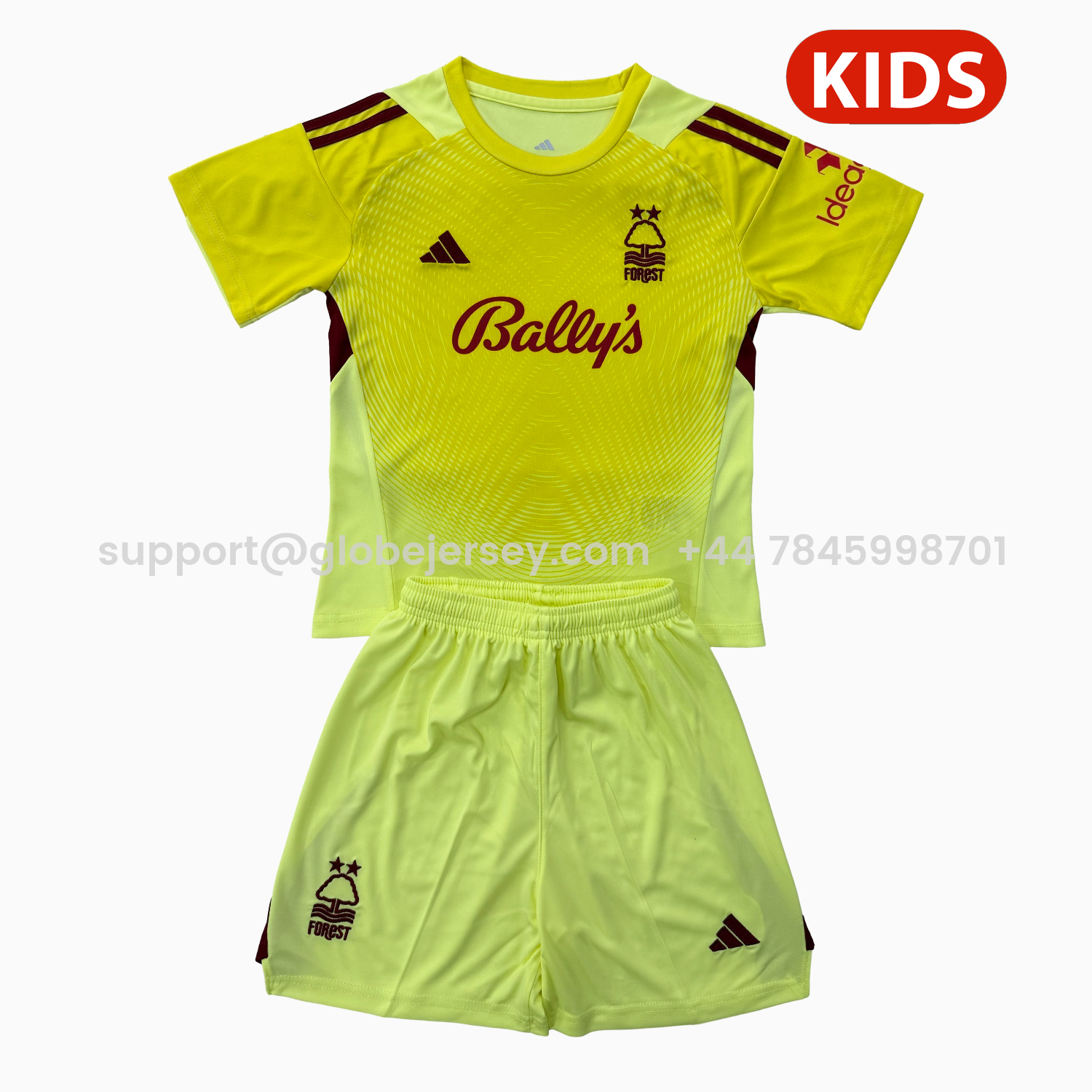 GlobeJersey-Nottingham Forest 25-26 Yellow Goalkeeper Kids Kit