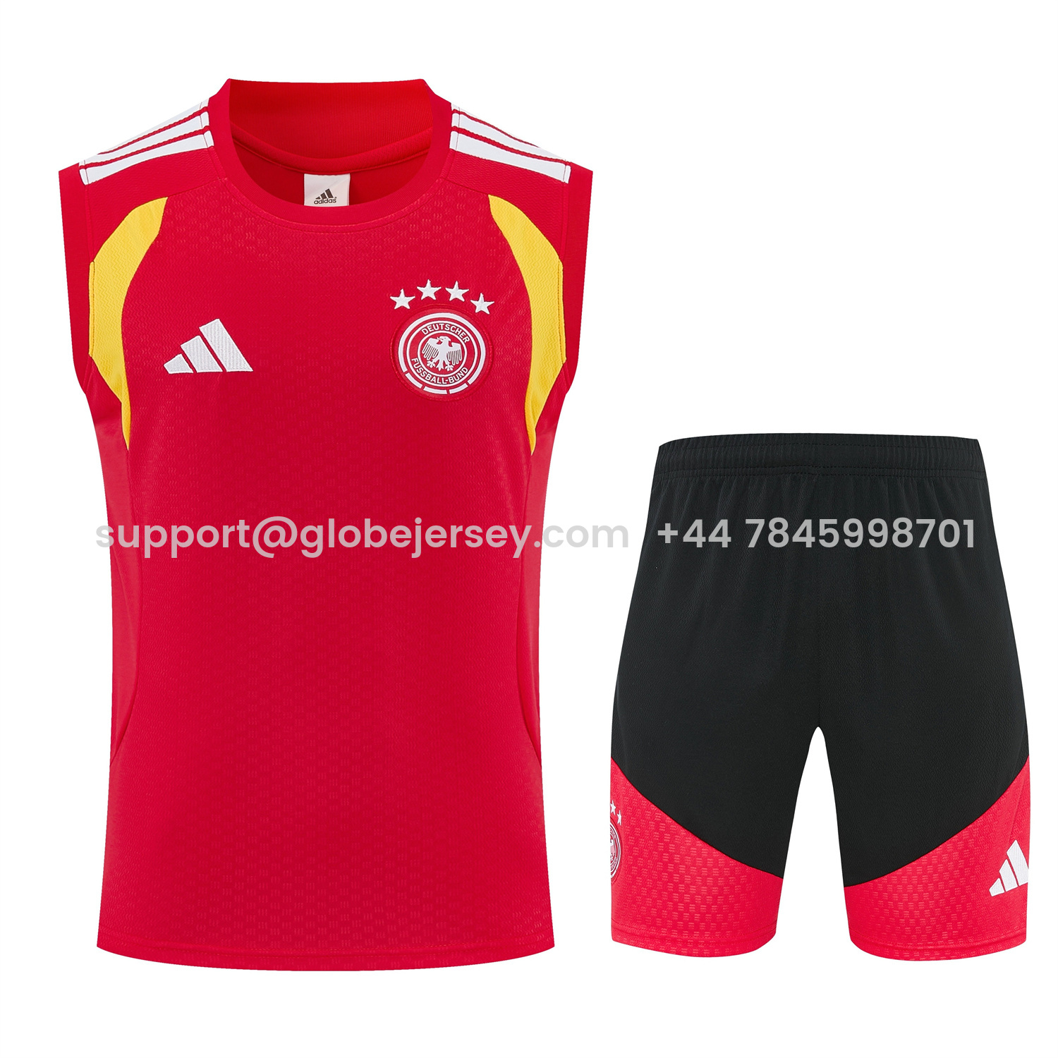 GlobeJersey-Germany 2026 Vest Training Set - Red Vest and Black Shorts