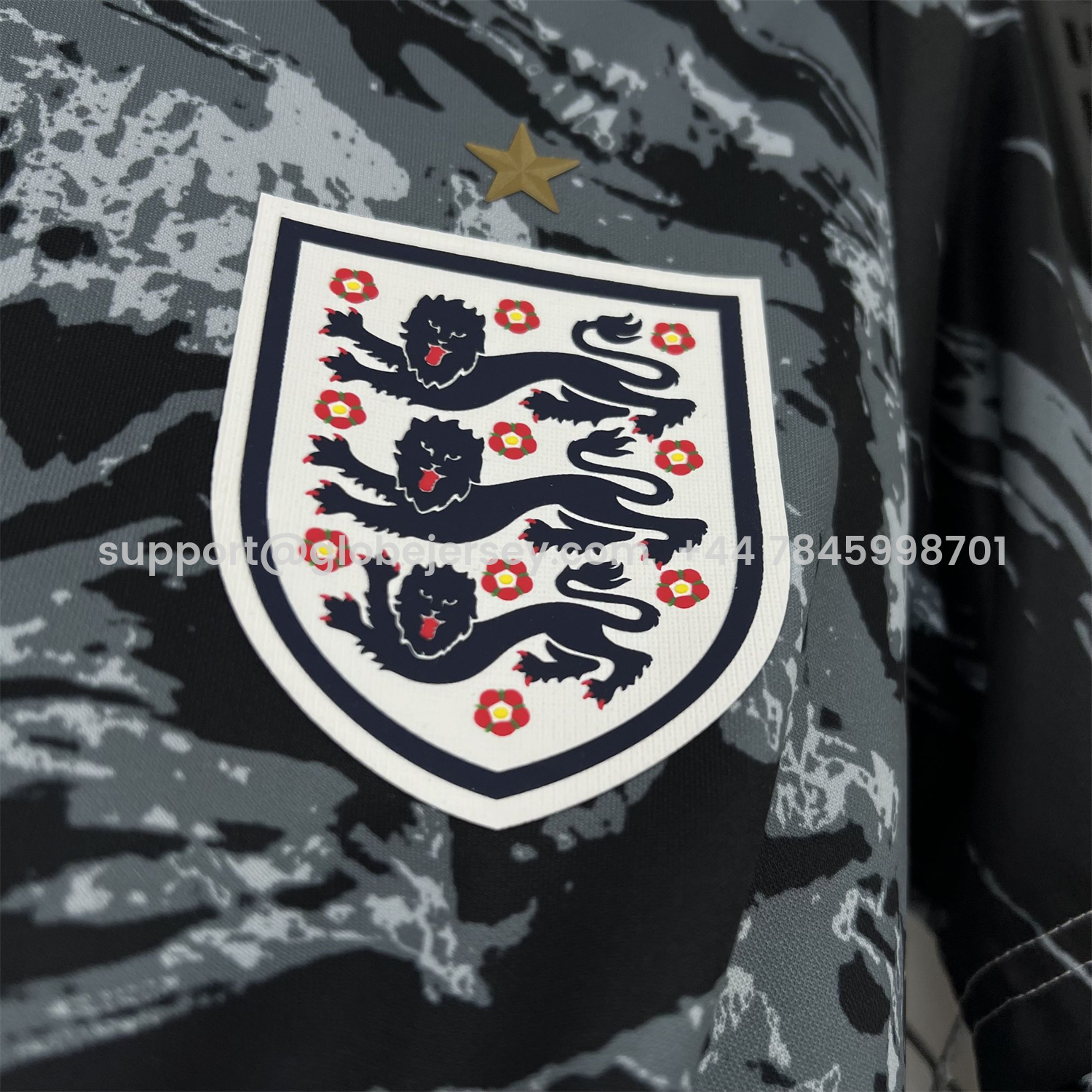 GlobeJersey-England 2026 Black With Gray And White Abstract Swirls Special Edition Jersey - Fans Version