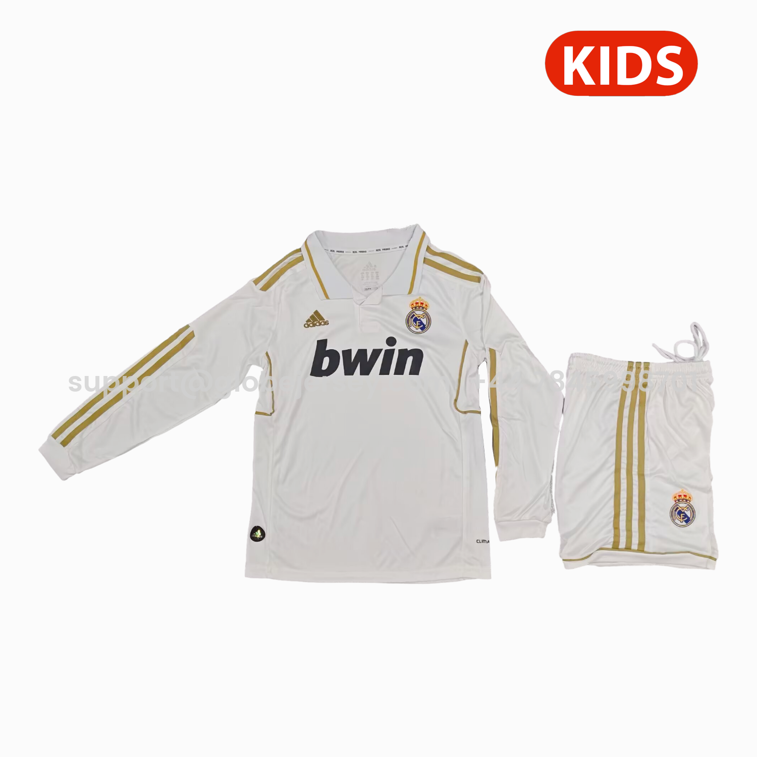 GlobeJersey-Retro Real Madrid 2011-12 Home Long Sleeves Kids Kit