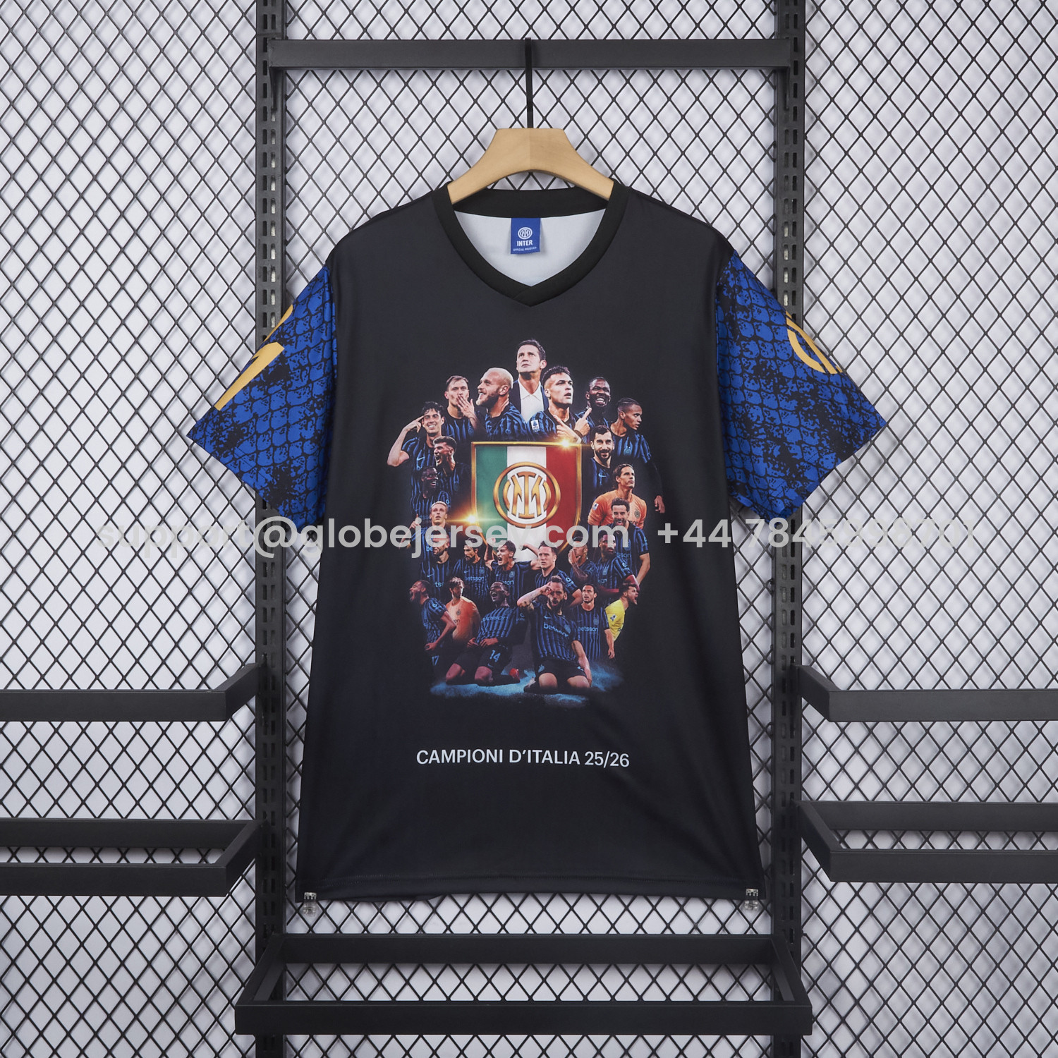 GlobeJersey-Inter Milan 2026 Serie A Champions Commemorative Black T-Shirt
