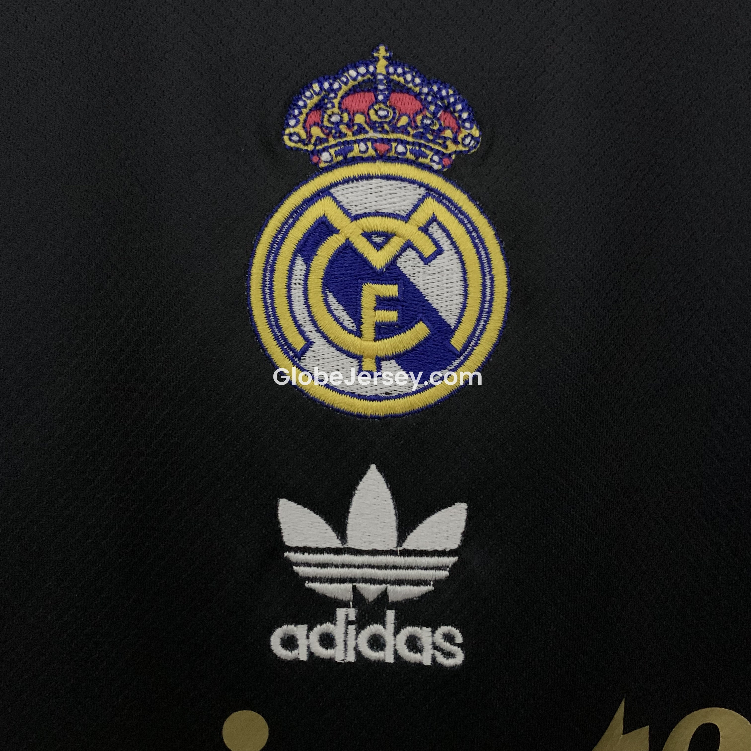 GlobeJersey-Real Madrid 25-26 Black Gold White Three Bars Jersey - Fans Version