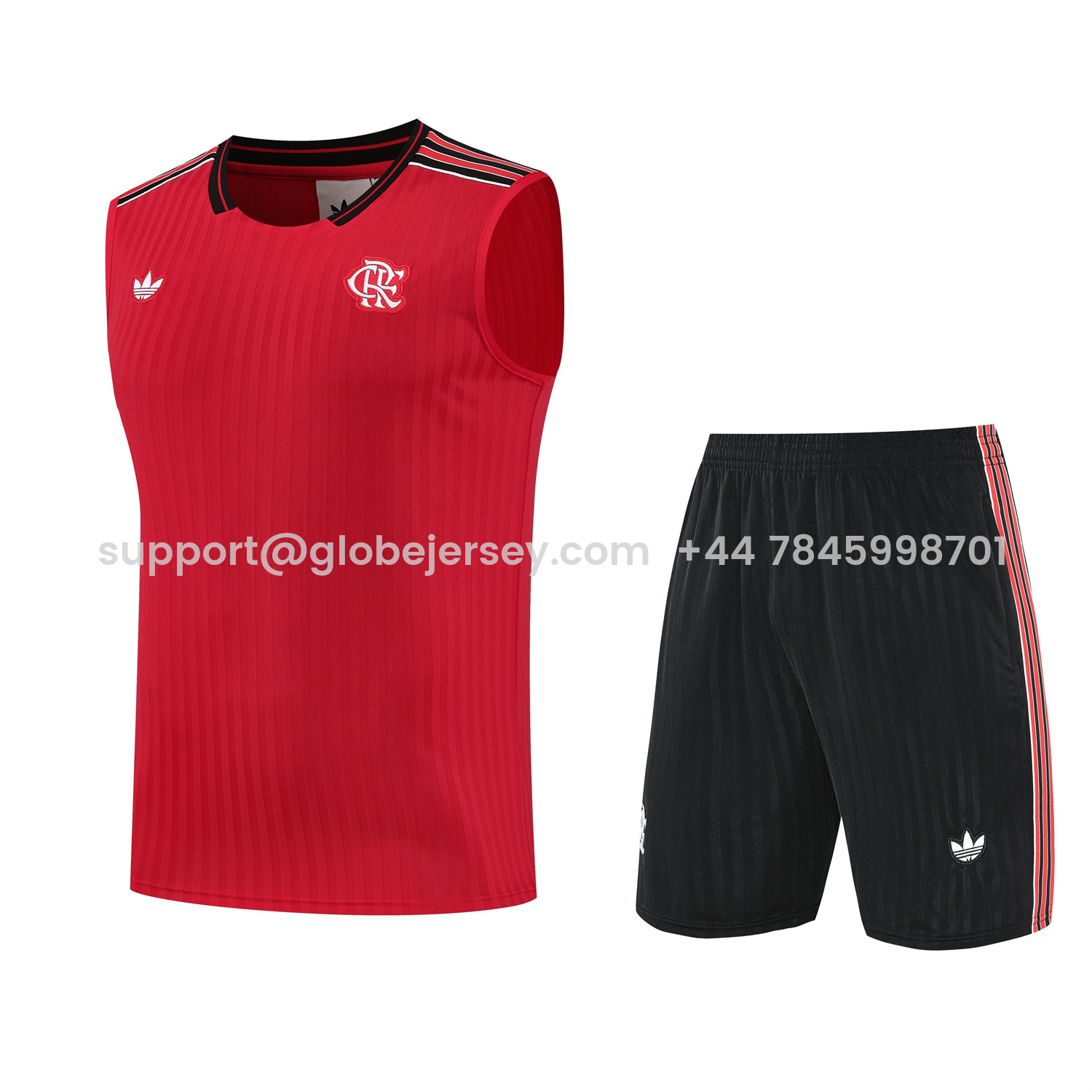 GlobeJersey-Flamengo 25-26 Short-Sleeve Training Set - Red Vest & Black Shorts