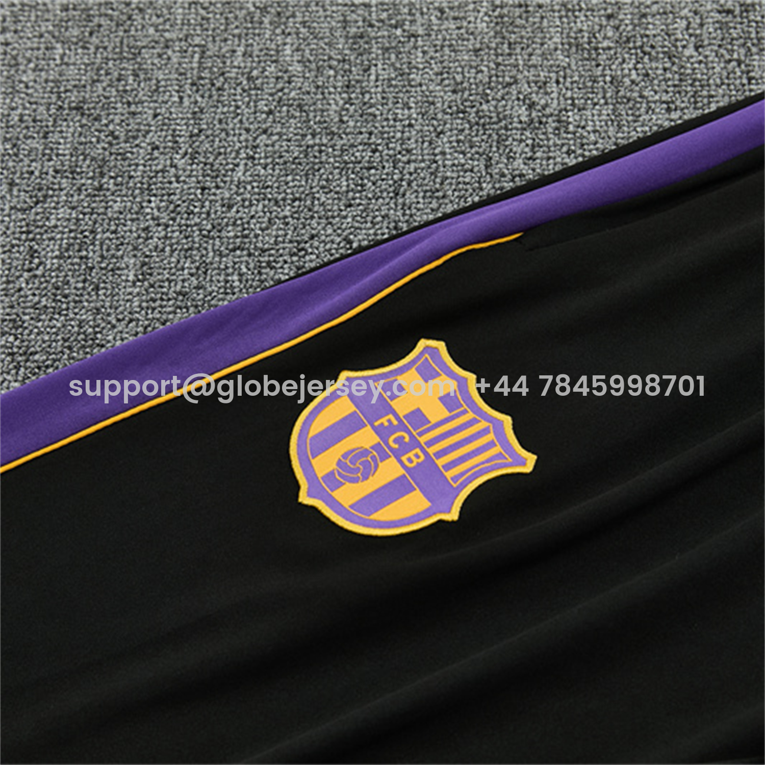 GlobeJersey-Barcelona 26-27 Kids Long Sleeves Training Set - Light Grey Top & Black Pants