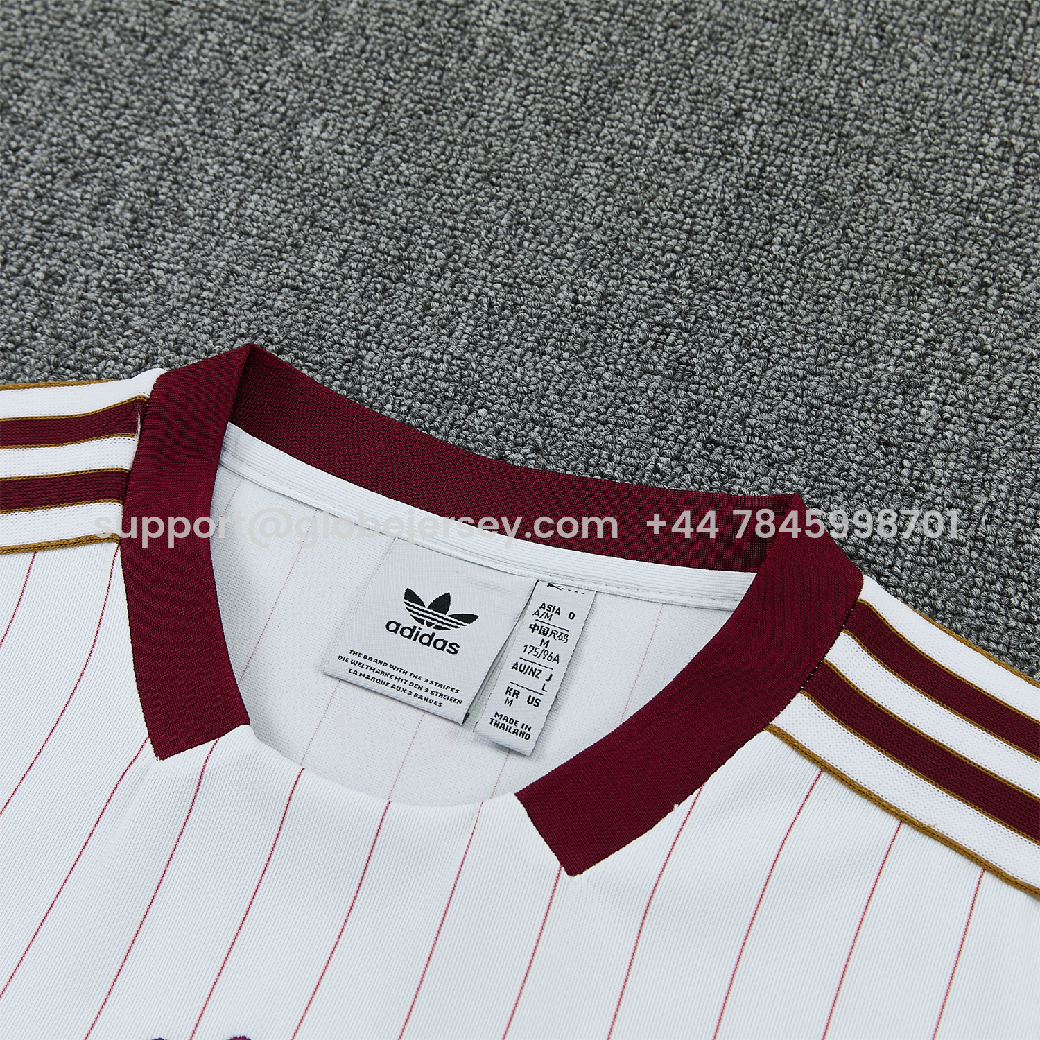 GlobeJersey-Arsenal 25-26 Retro Style Vest Training Set - White With Burgundy Stripes And Collar Top & Pants