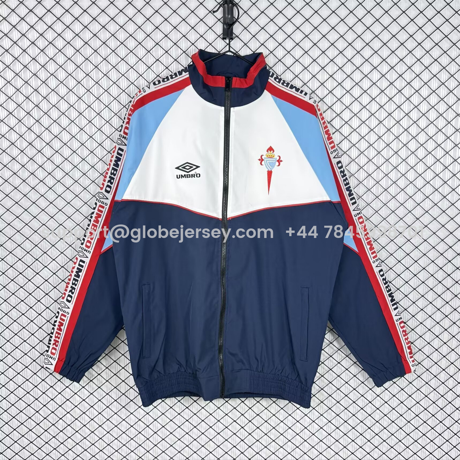 GlobeJersey-Retro Celta Vigo 1998-99 Windbreaker Jacket - White And Blue