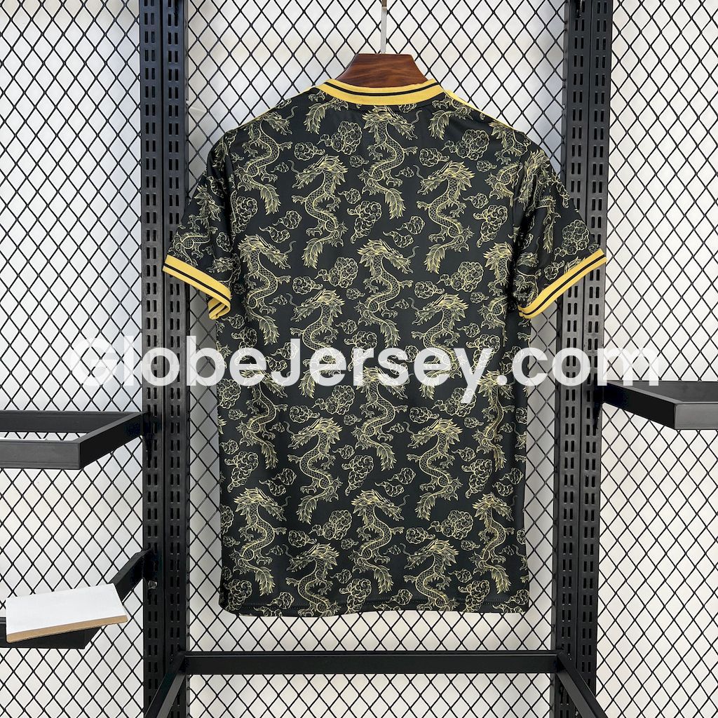 GlobeJersey-Real Madrid 25-26 Golden Chinese Dragon Pattern Black Jersey - Fans Version