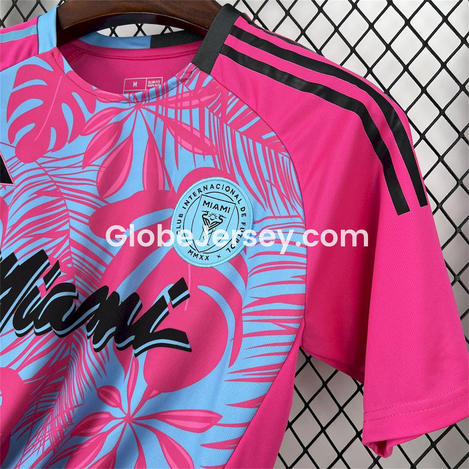 GlobeJersey-INT M.A.M 25-26 Pink & Blue Coconut Tree Leaves Jersey - Fans Version