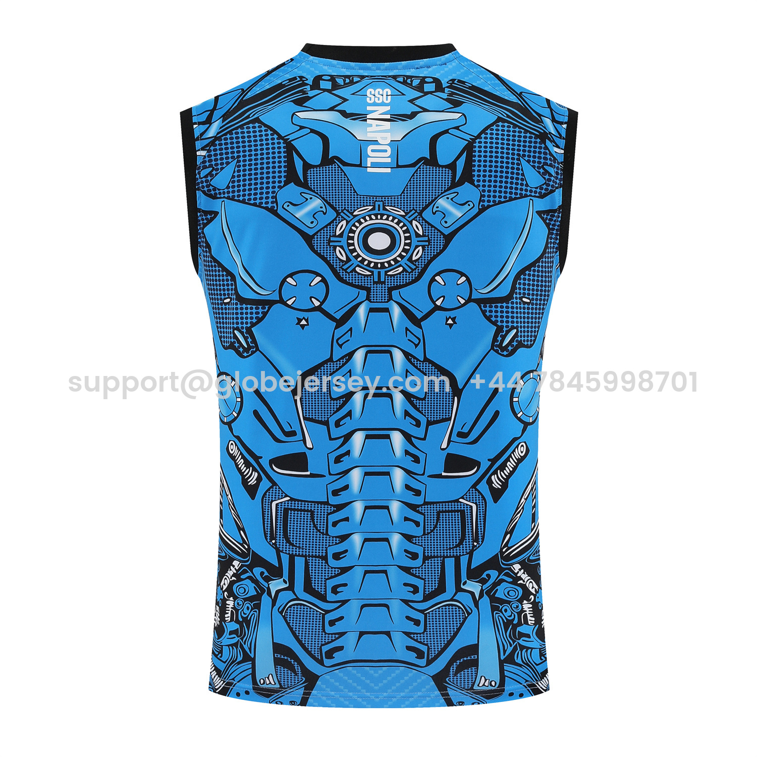 GlobeJersey-Napoli 25-26 Vest Training Set - Blue Mecha Vest & Black Shorts
