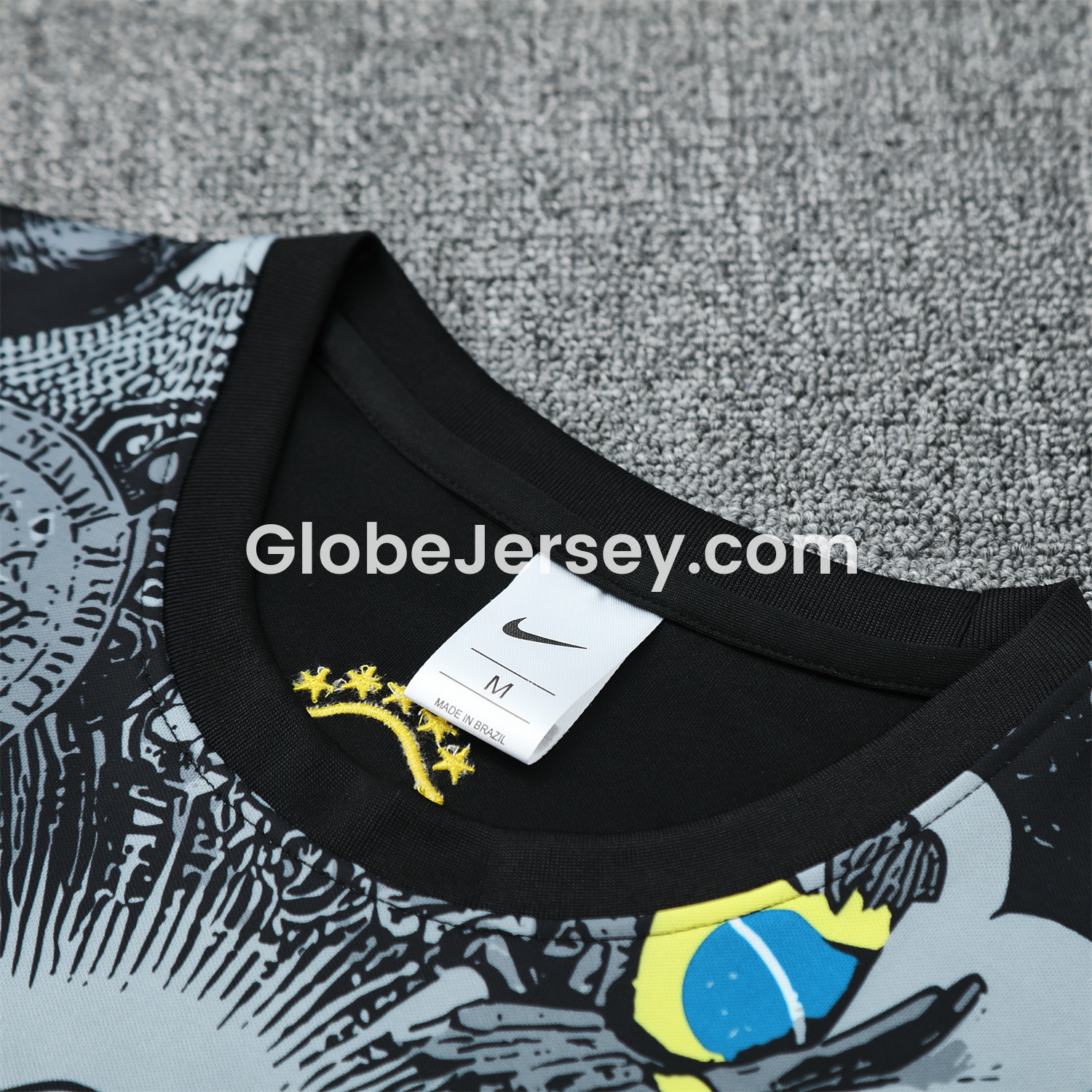 GlobeJersey-Brazil 25-26 Gray Jesus Statue Vest Training Set - Gray Vest & Black Shorts