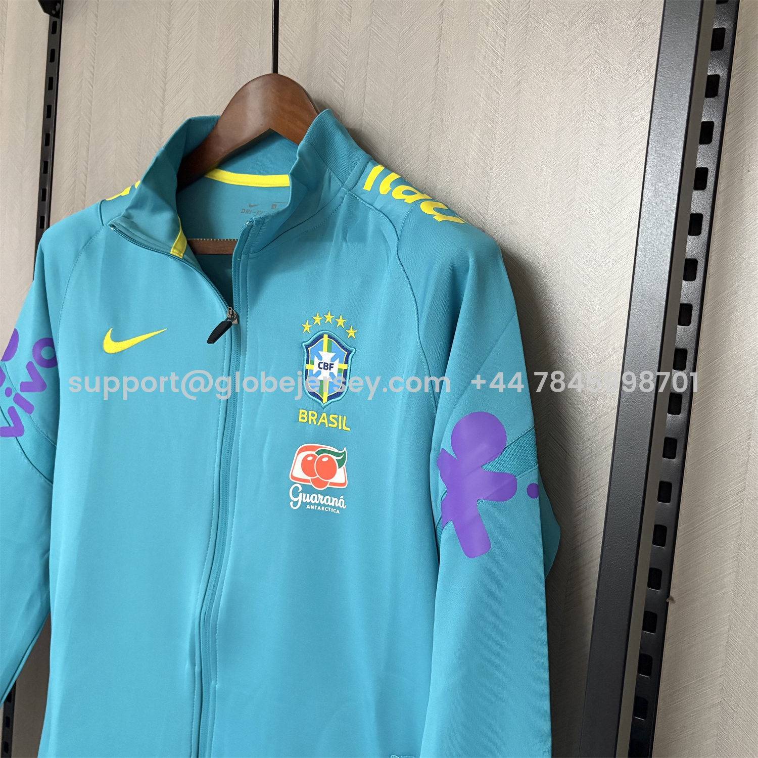 GlobeJersey-Retro Brazil 2022 Pre-Match Cyan Unsponsored Windbreaker