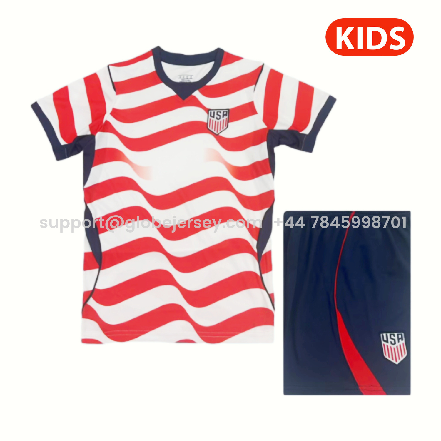 GlobeJersey-【Chest Blank】United States USA 2026 Home Kids Kit