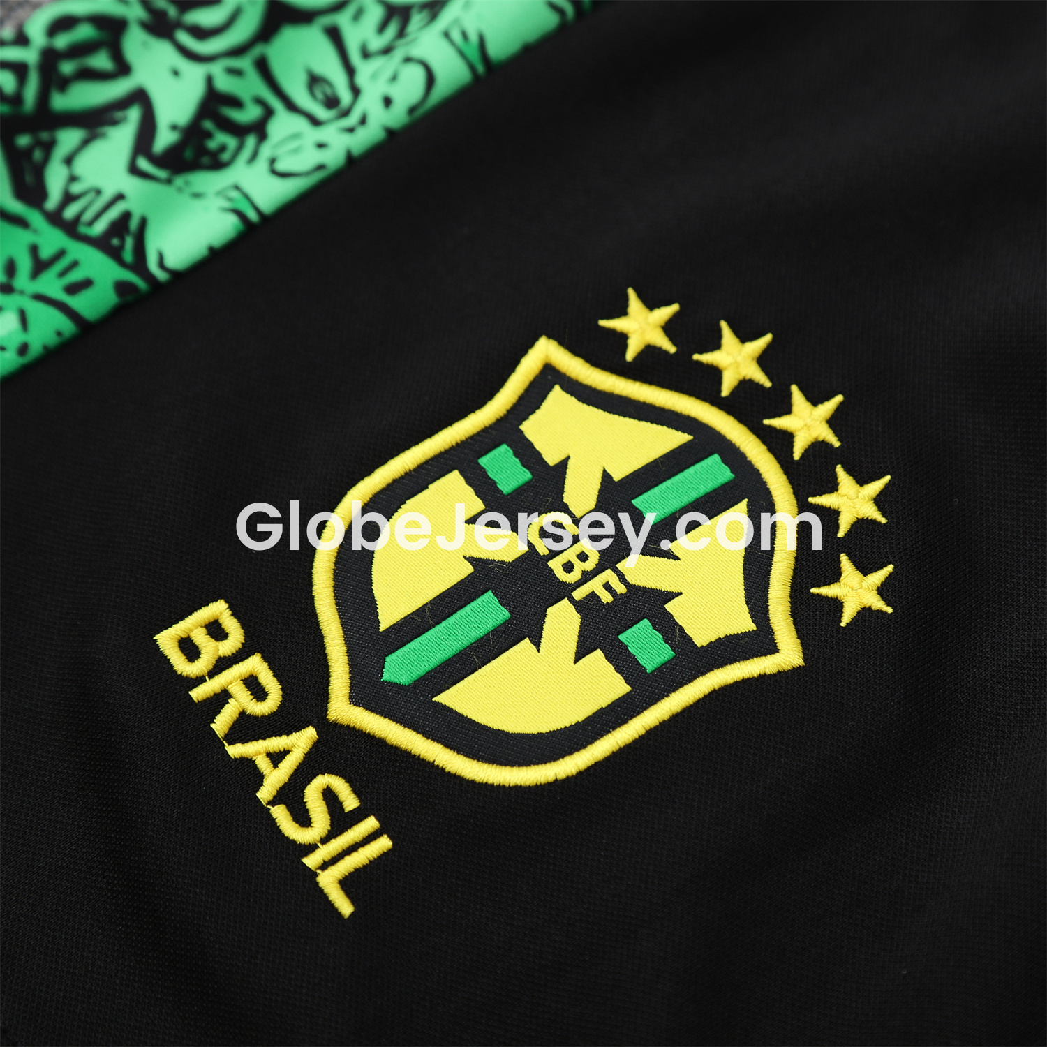 GlobeJersey-Brazil 25-26 Green Jesus Statue Vest Training Set - Green Vest & Black Shorts
