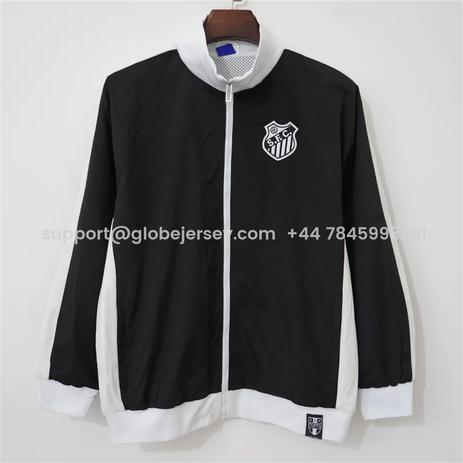 GlobeJersey-Santos 26-27 Black With White Edges Windbreaker Jacket