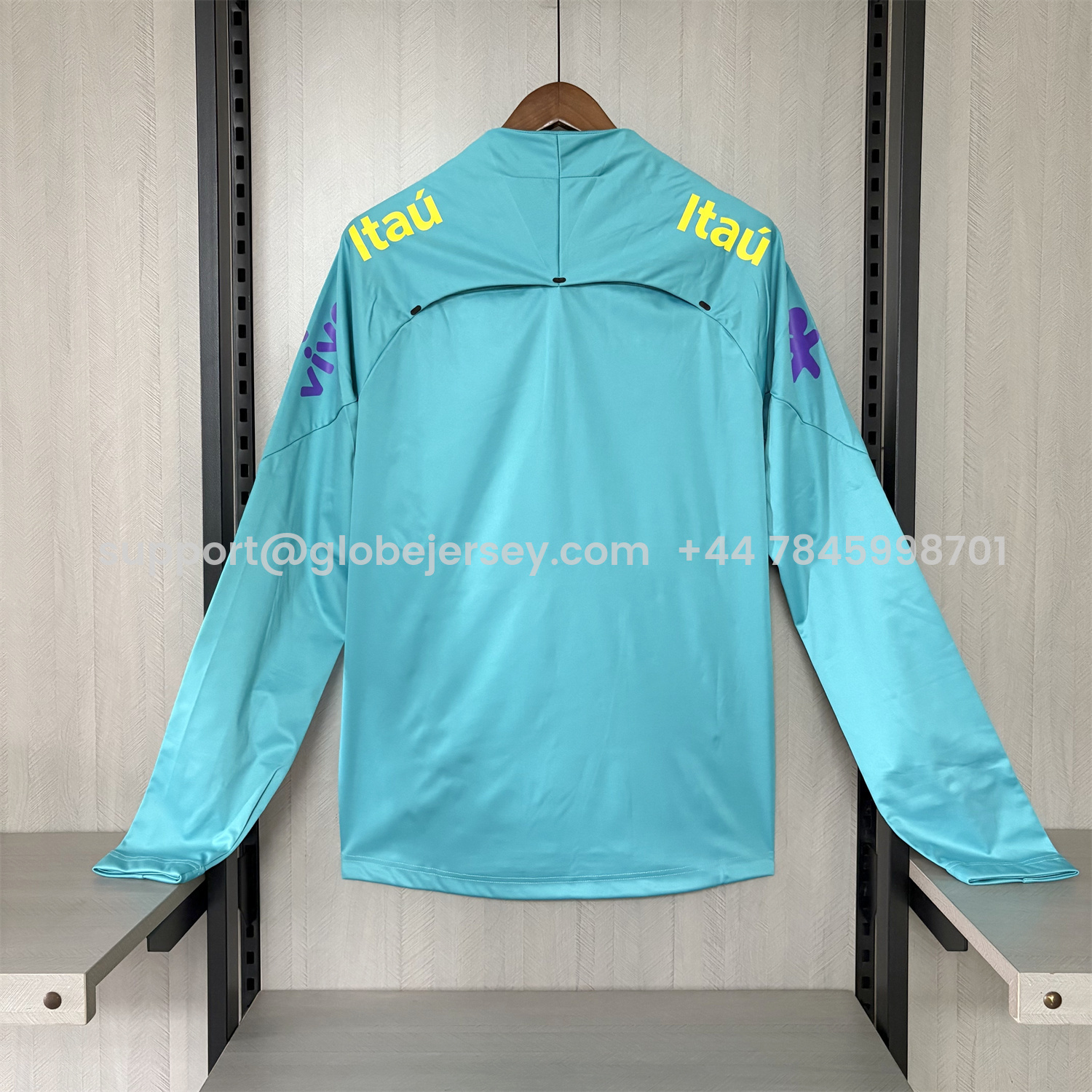 GlobeJersey-Retro Brazil 2022 Pre-Match Cyan Windbreaker