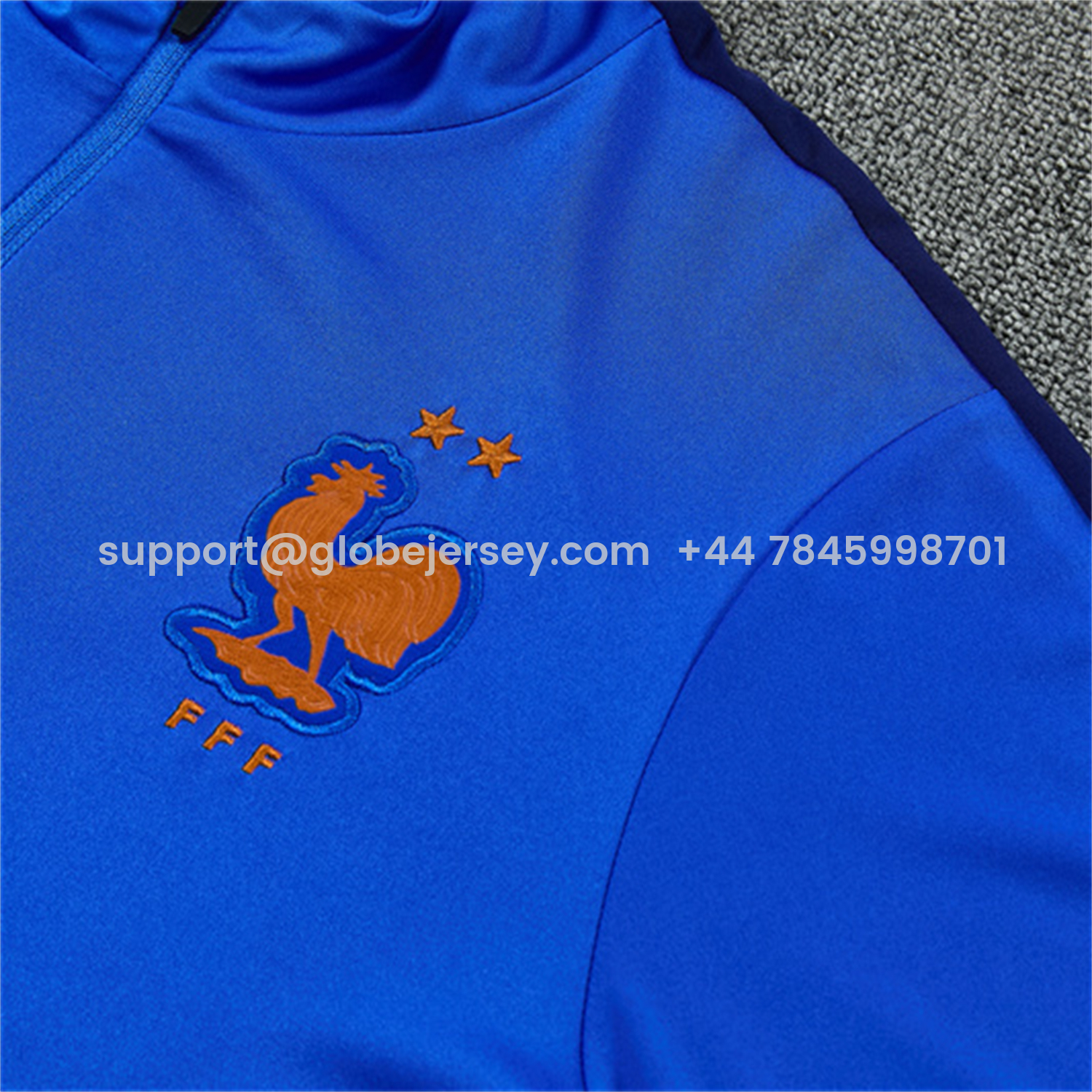 GlobeJersey-France 2026 Kids Long Sleeve Training Set - Royal Blue Top & Pants