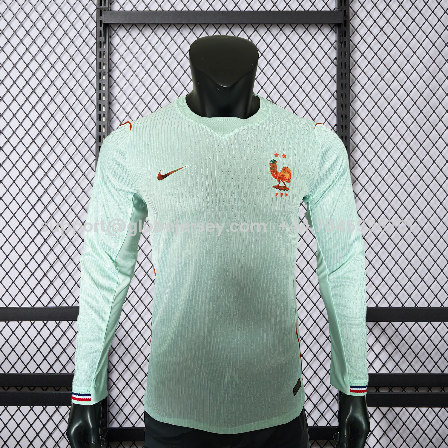 GlobeJersey-France 2026 Away Mint Green Long Sleeves Jersey - Player Version
