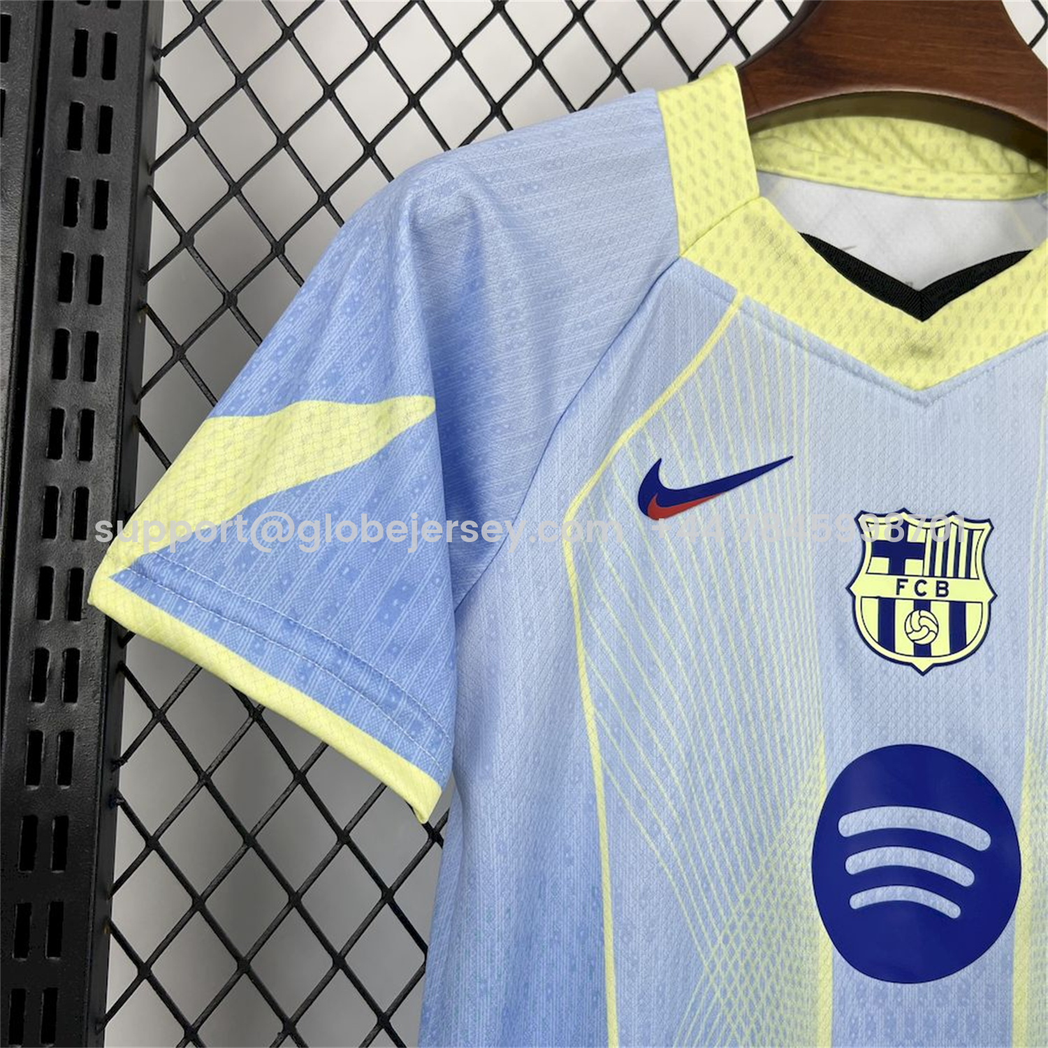 GlobeJersey-Barcelona 25-26 T90 White Lines Light Blue Gradient Special Kids Kit