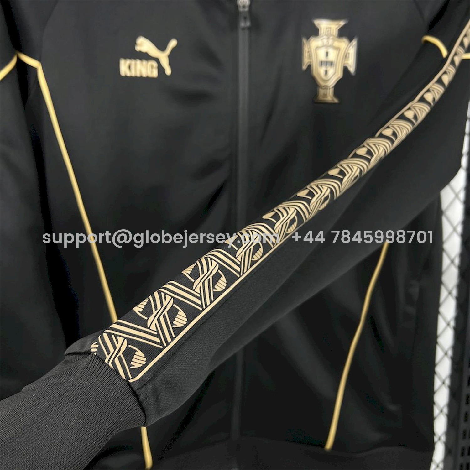 GlobeJersey-Portugal 25-26 Eusebio Special Windbreaker Training Set - Black White Top and Pants