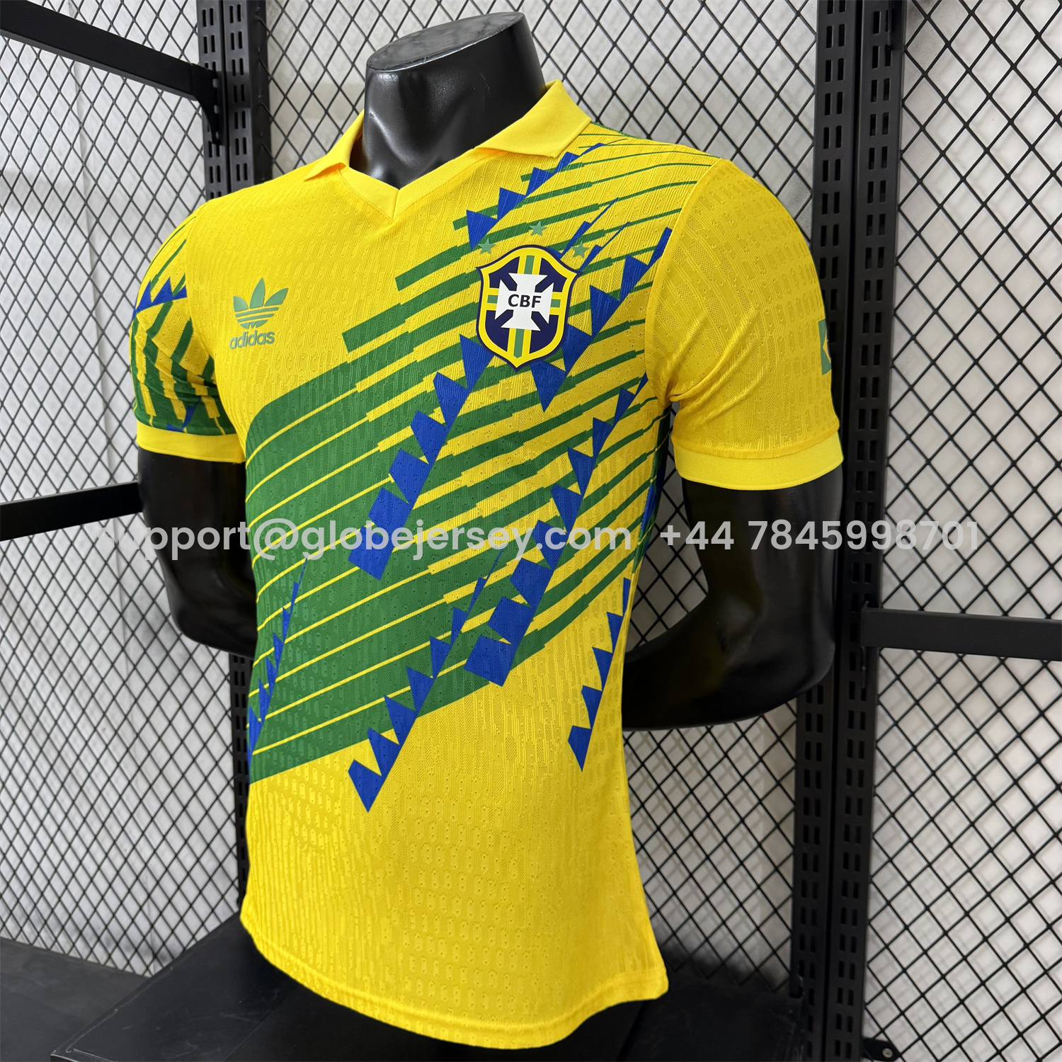 GlobeJersey-Brazil 2026 Blue-Green Stripes Yellow Special Jersey - Player Version