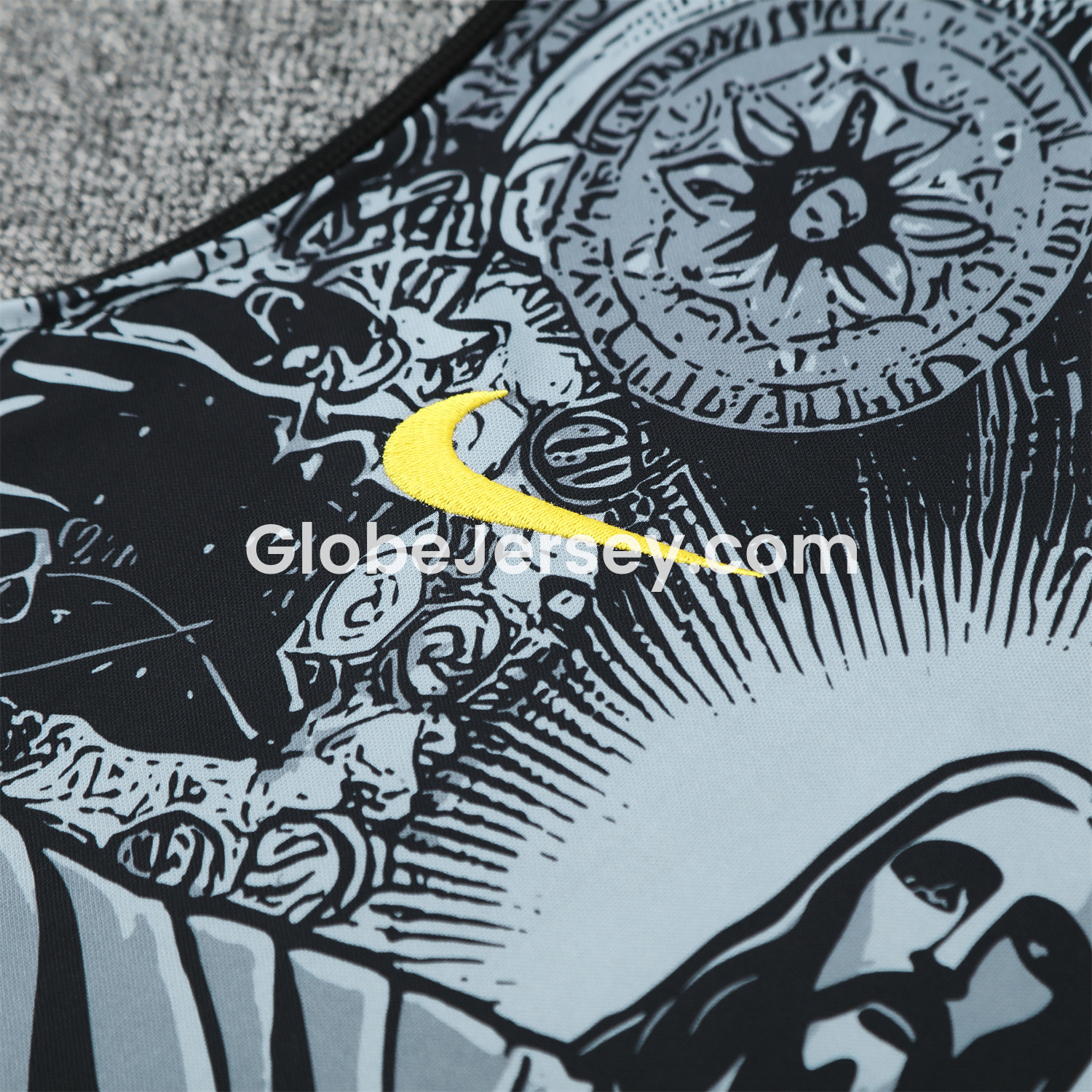 GlobeJersey-Brazil 25-26 Gray Jesus Statue Vest Training Set - Gray Vest & Black Shorts