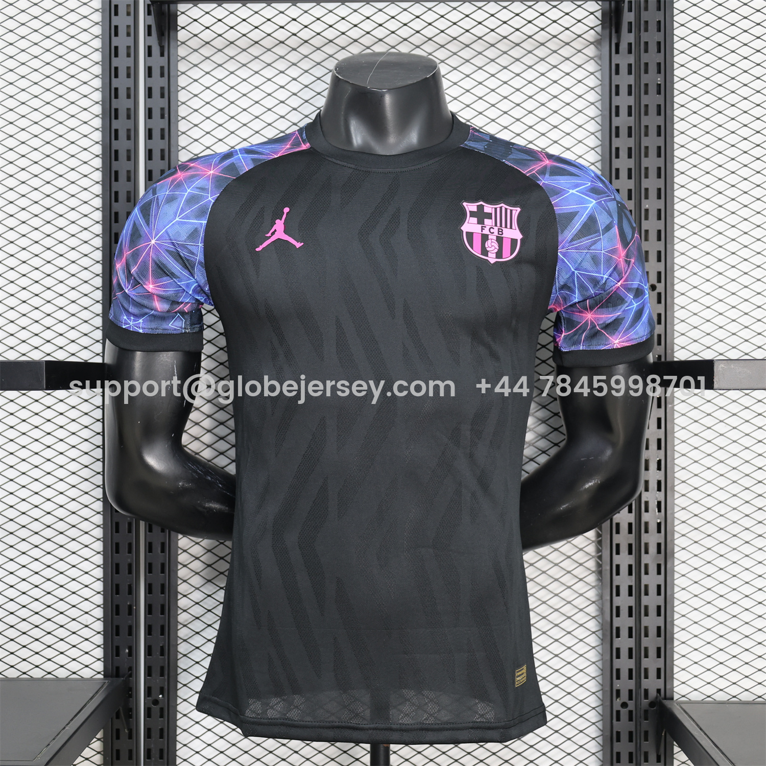 GlobeJersey-Barcelona 25-26 Black With Pink Special White Jersey - Player Version