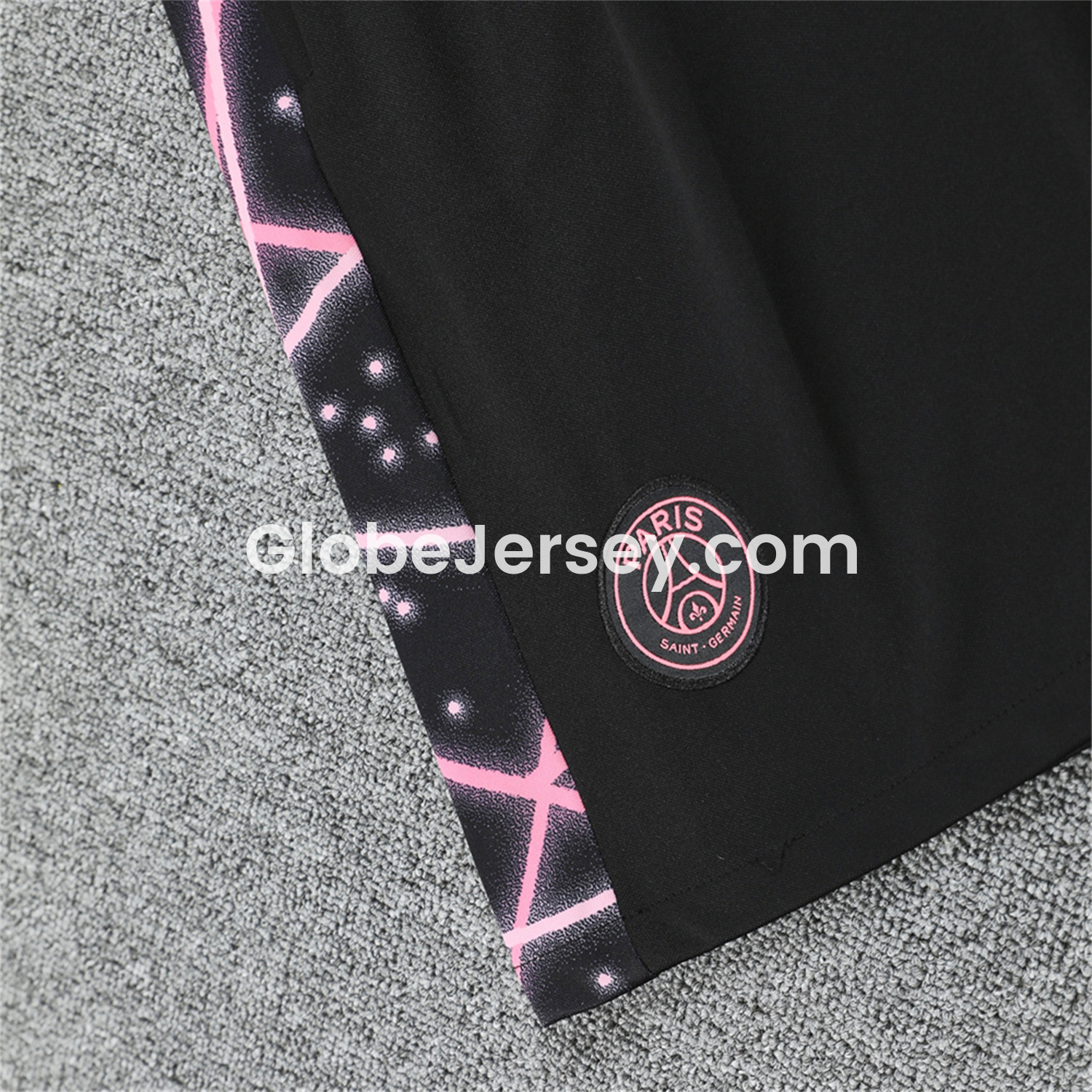 GlobeJersey-Paris Saint-Germain PSG 25-26 Vest Training Set - Pink Fluorescent Rays Black Vest & Black Shorts