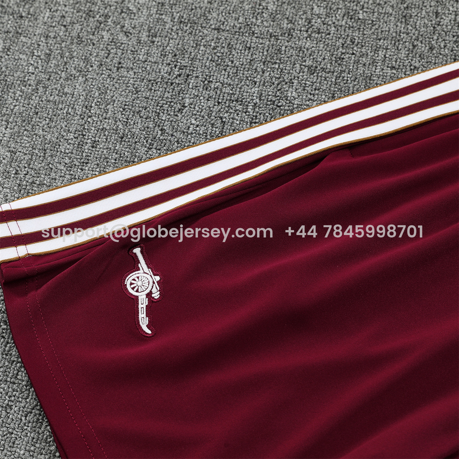 GlobeJersey-Arsenal 25-26 Retro Style Vest Training Set - Burgundy With White Stripes Top & Pants