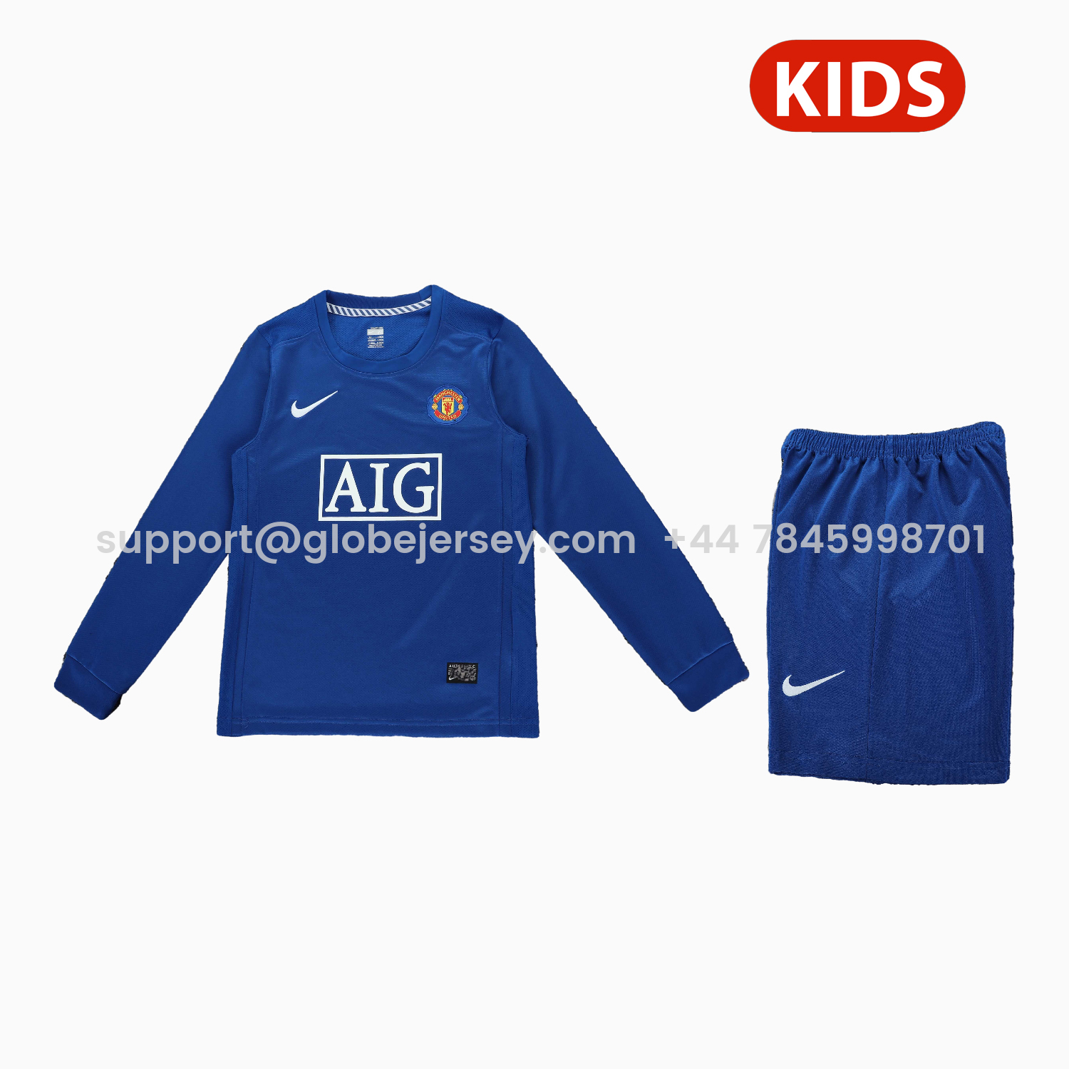GlobeJersey-Retro Manchester United 2008-09 Third Long Sleeves Kids Kit