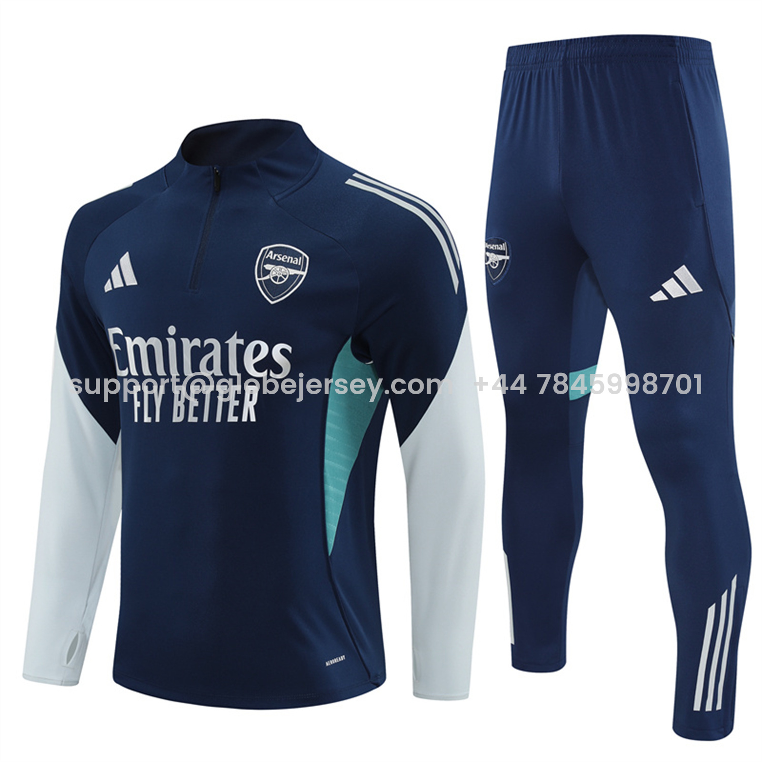 GlobeJersey-Arsenal 25-26 Long Sleeve Training Set - Royal Blue Top & Royal Blue Pants