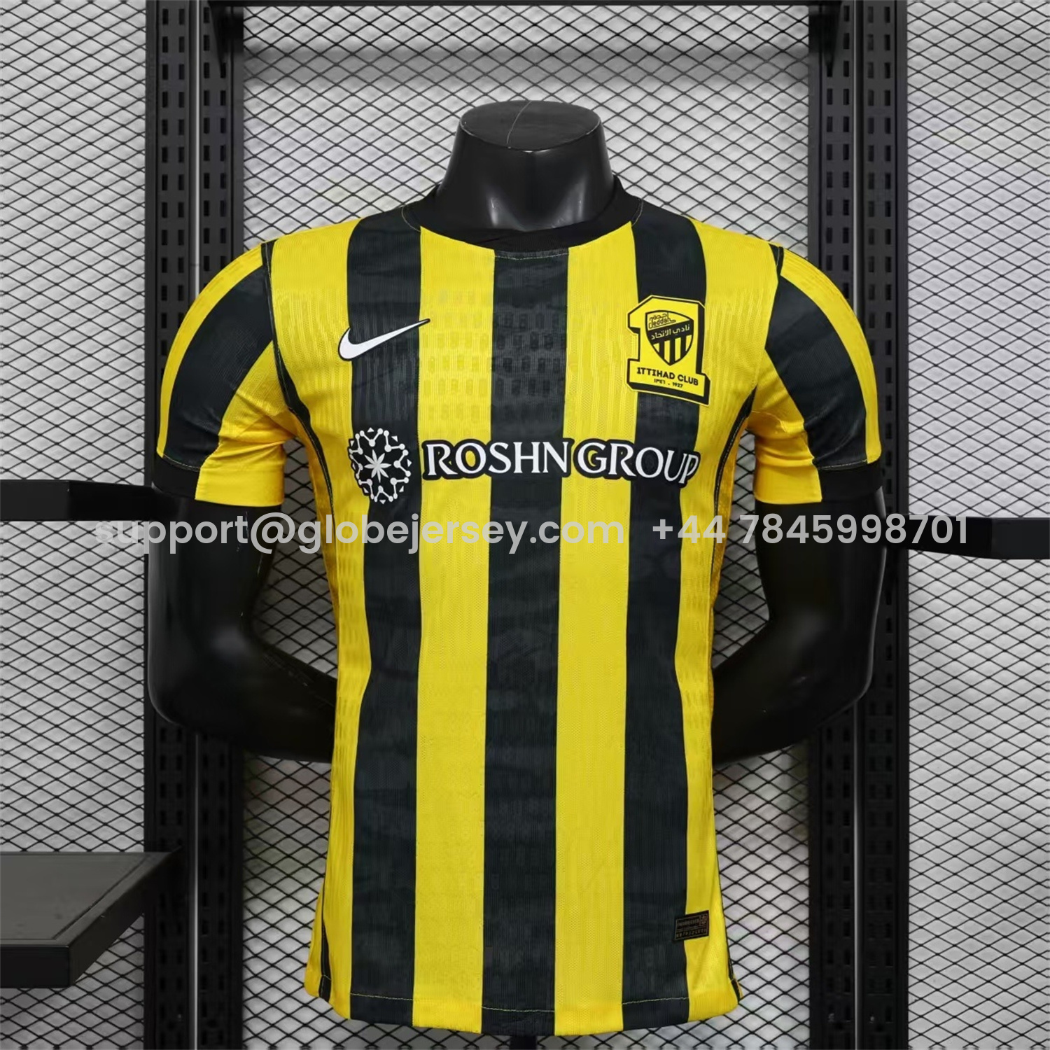 GlobeJersey-Al Ittihad Jeddah United 25-26 Home Yellow New Sponsors Jersey - Player Version