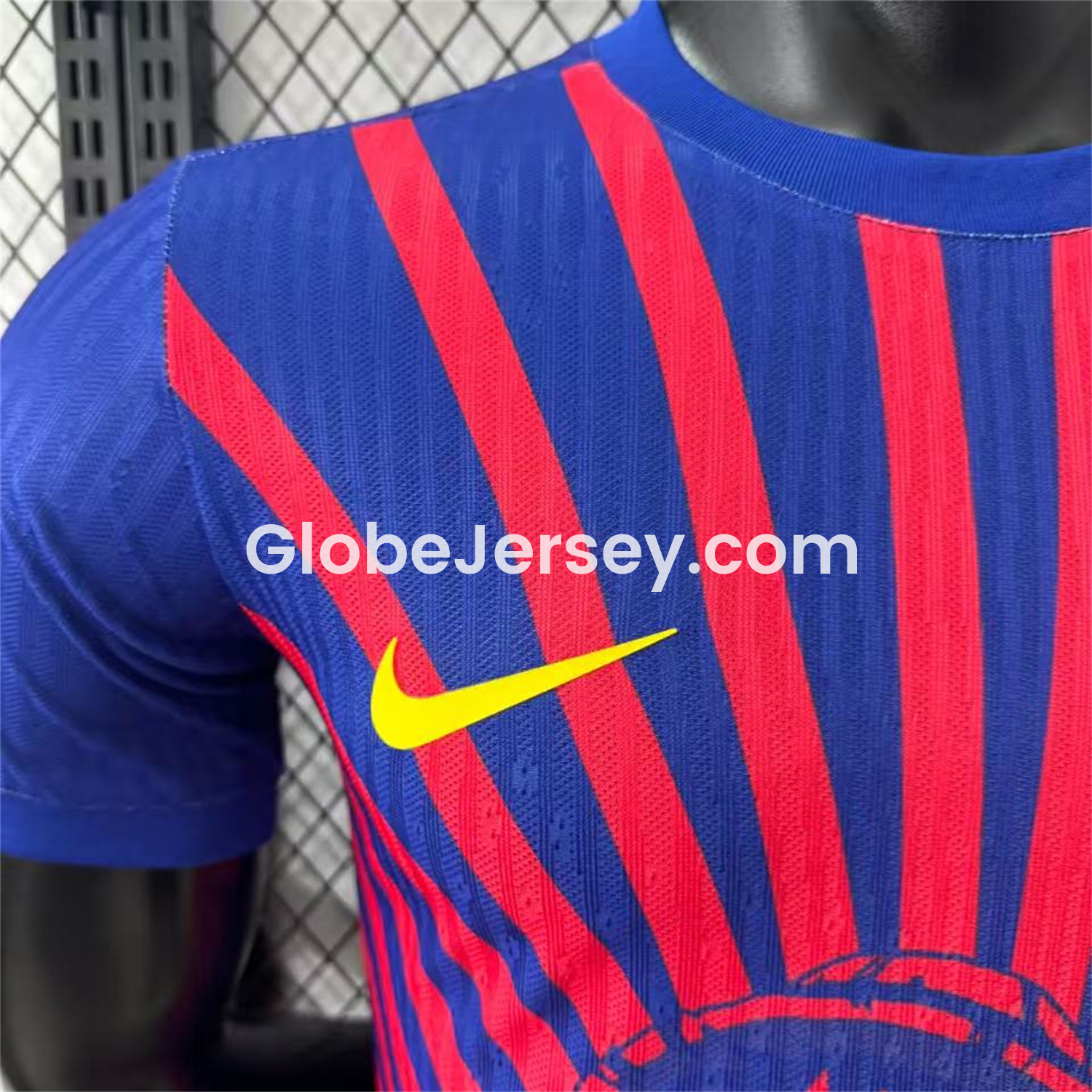GlobeJersey-Barcelona 25-26 One Piece Red Silhouette Special Blue Jersey - Player Version