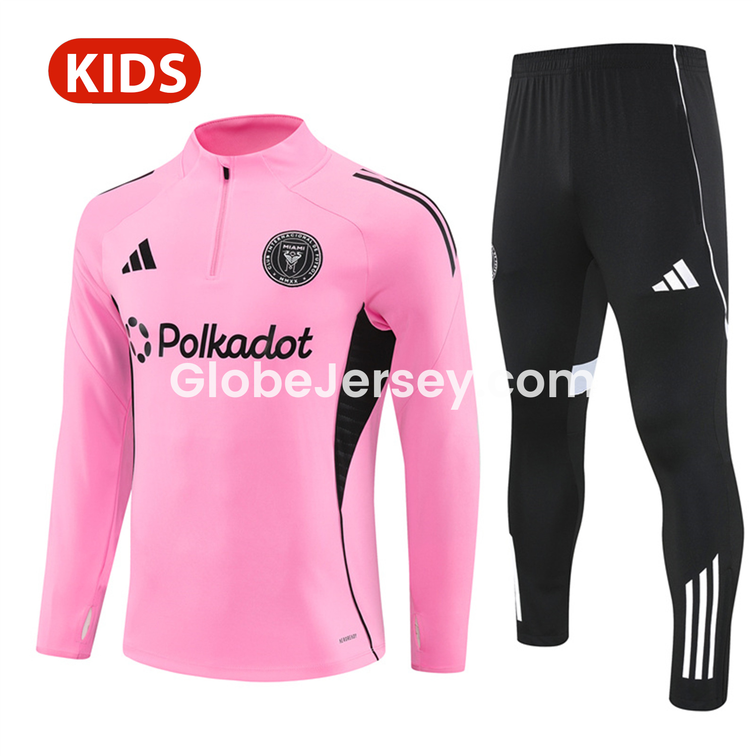 GlobeJersey-INT M.A.M 25-26 Kid Long Sleeves Training Set - Pink Top & Black Pants