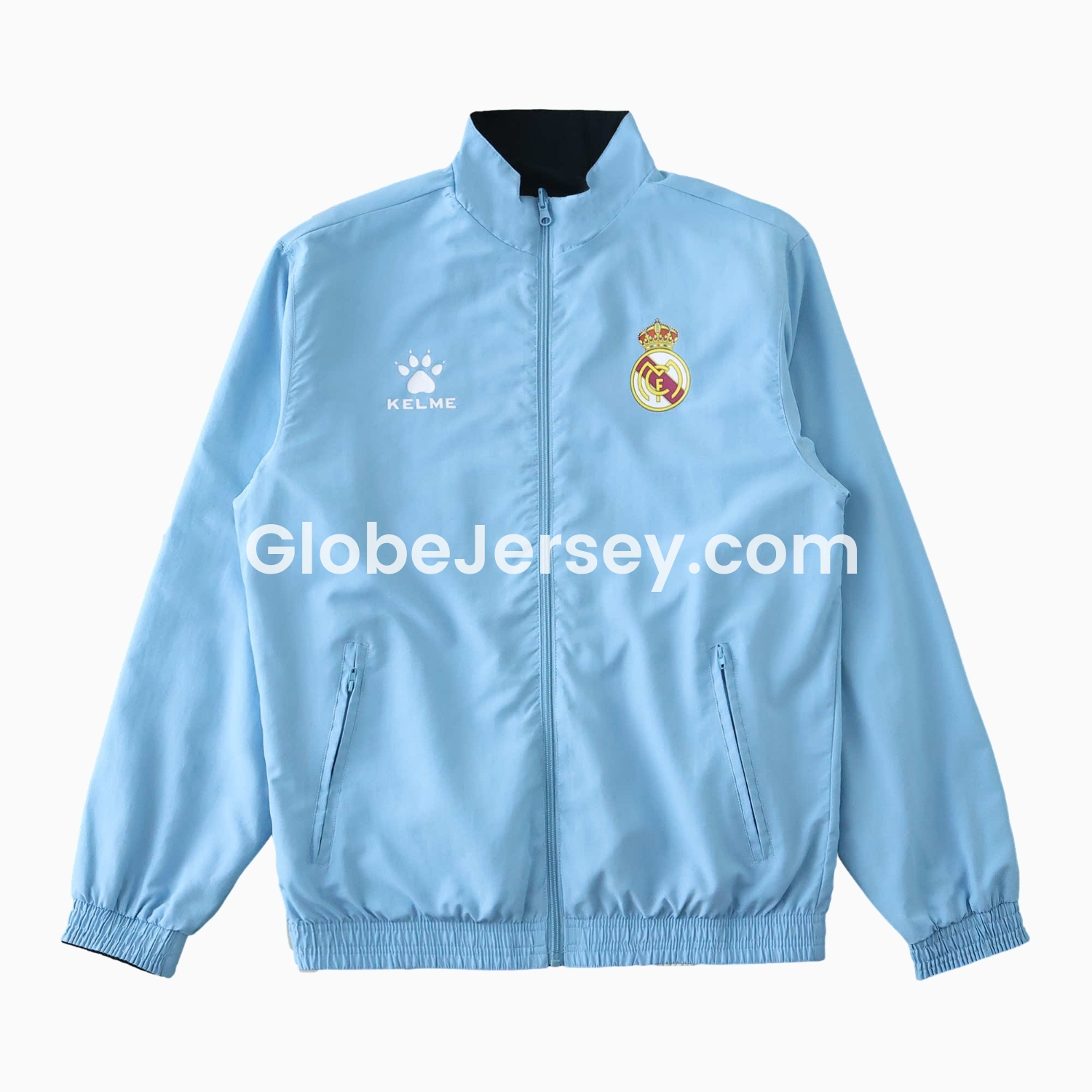 GlobeJersey-Retro Real Madrid 1997-98 Third Double Sided Reversible Windbreaker - Black & Blue
