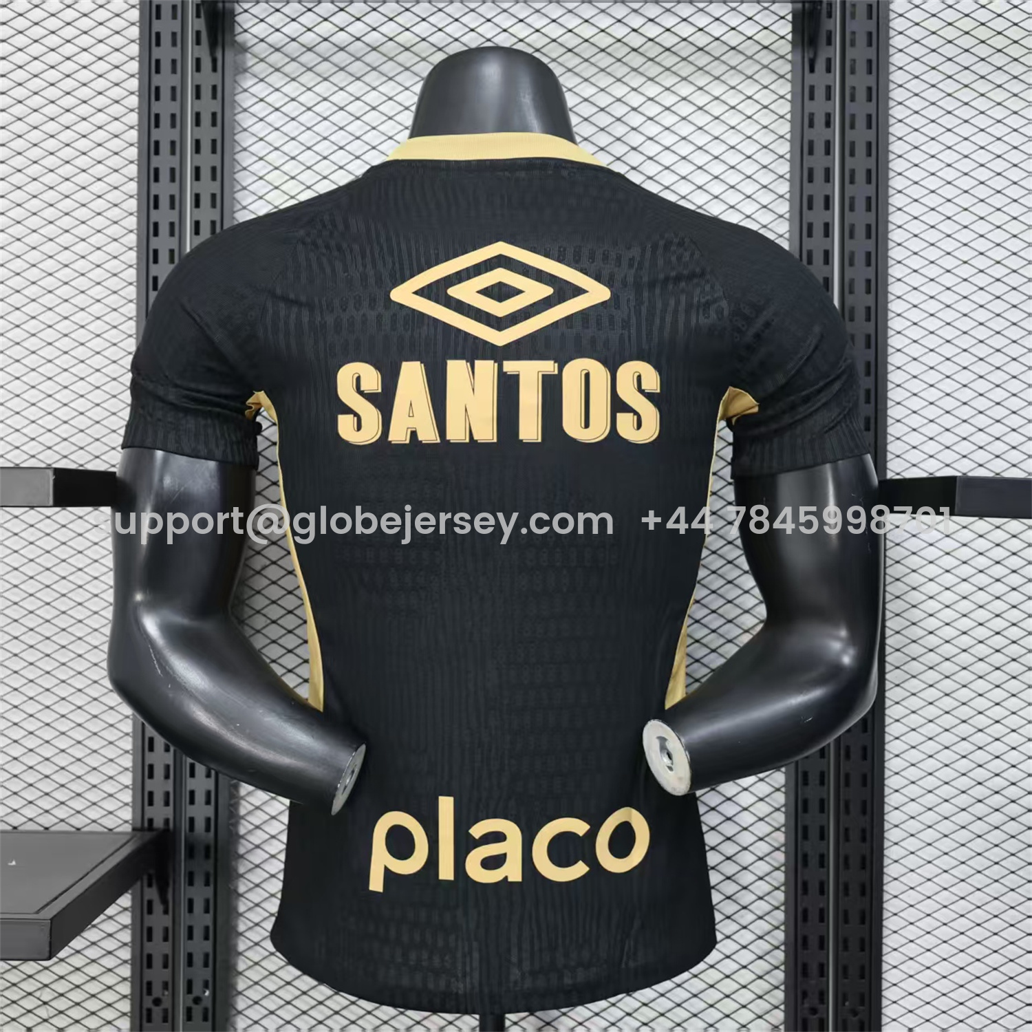 GlobeJersey-Santos 2025-26 Goalkeeper Black Jersey With Sponsors - Player Version