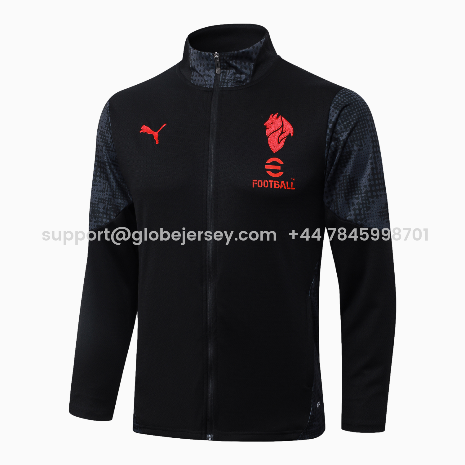 GlobeJersey-AC Milan 25-26 Jacket Training Tracksuit - Little Devil Black top & Pants
