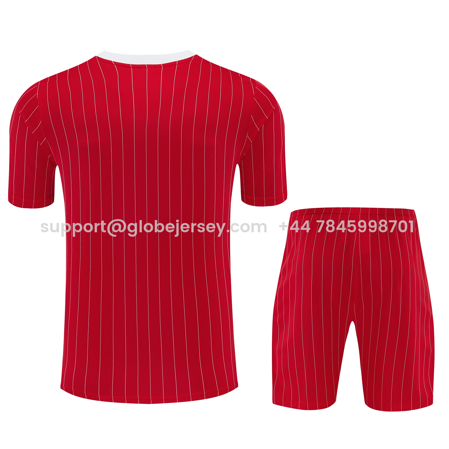 GlobeJersey-Manchester United 25-26 Retro Style Short-Sleeve Training Set - Red With White Stripes Top & Pants