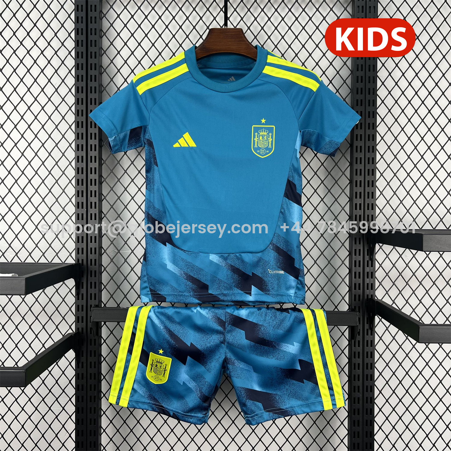 GlobeJersey-Spain 2026 Lake Blue Goalkeeper Kids Kit