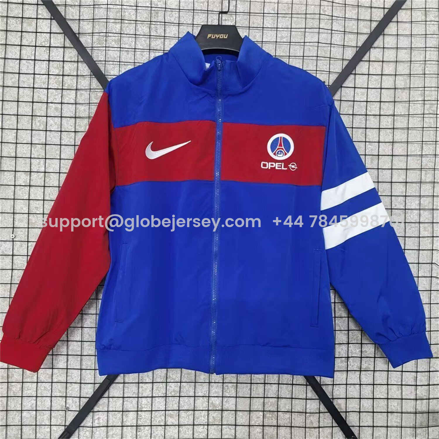 GlobeJersey-Retro Paris Saint-Germain PSG 1996-97 Red Blue Windbreaker Jacket