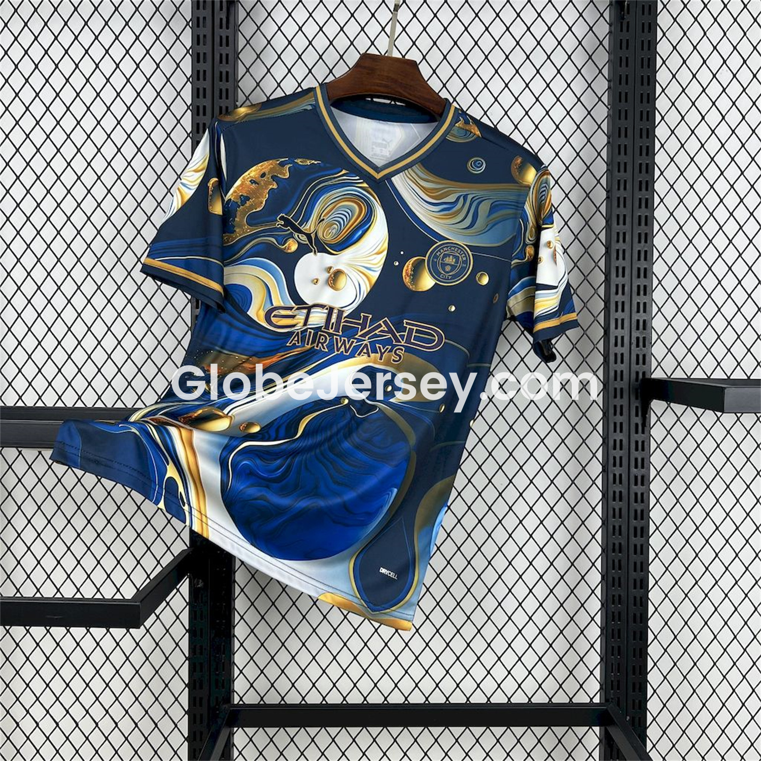 GlobeJersey-Manchester City 25-26 Blue Golden Fan-designed Special Edition Jersey - Fans Version