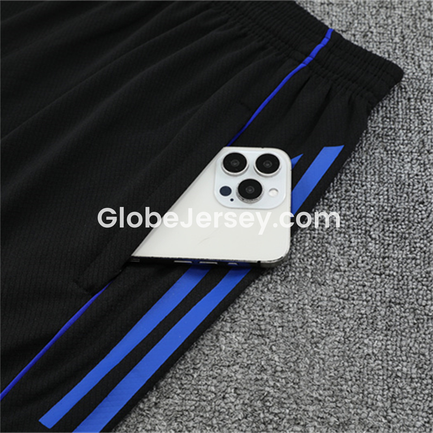 GlobeJersey-Real Madrid 25-26 Kid Short-Sleeve Training Set - Blue Black Dragon Top & Black Shorts