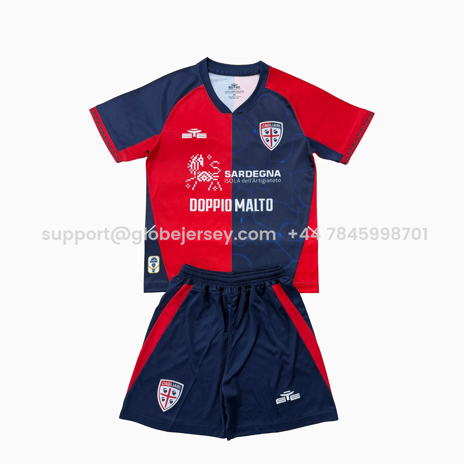 GlobeJersey-Cagliari Calcio 25-26 Home Men's Adult Jersey Set - Fans Version