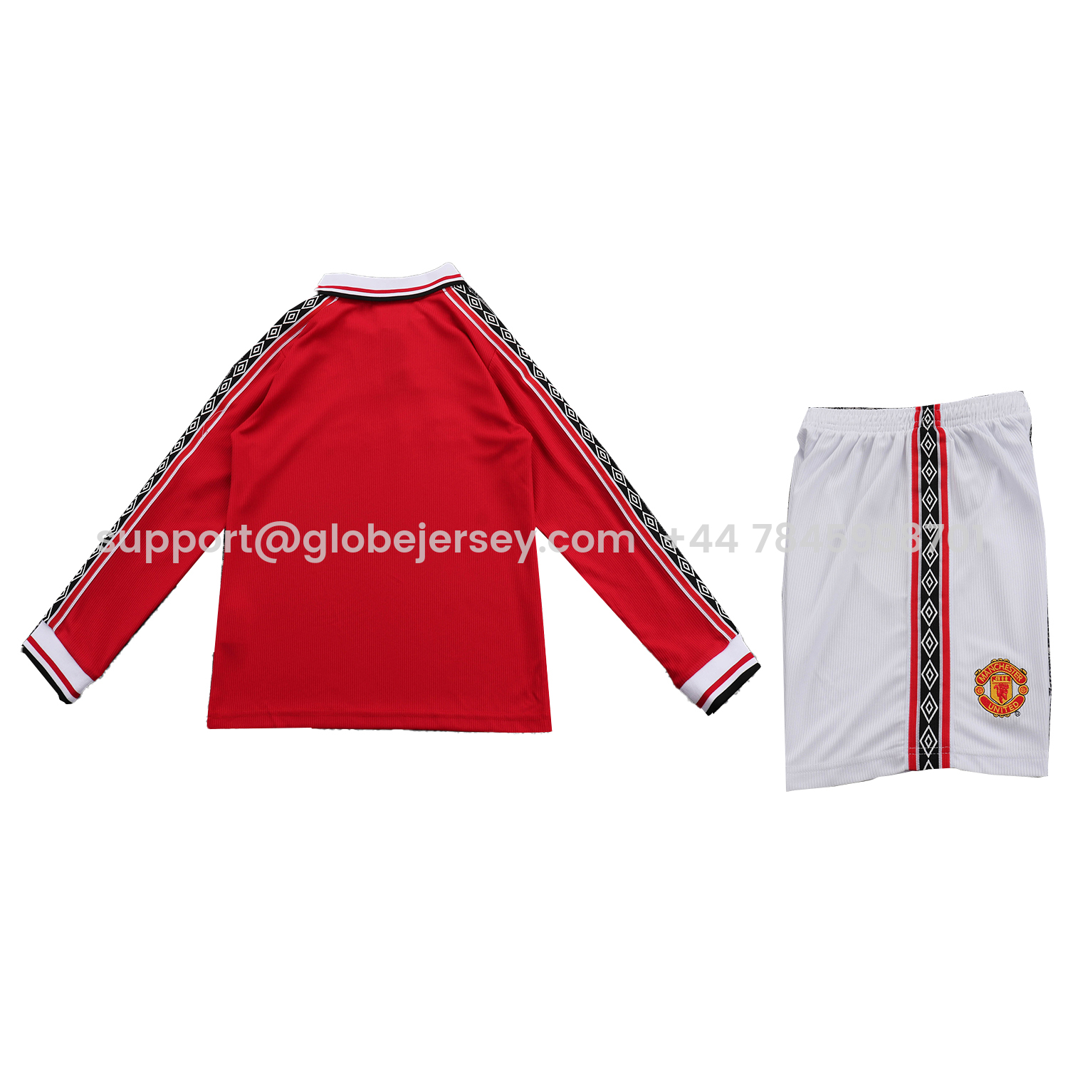 GlobeJersey-Retro Manchester United 1998-99 Home Long Sleeves Kids Kit