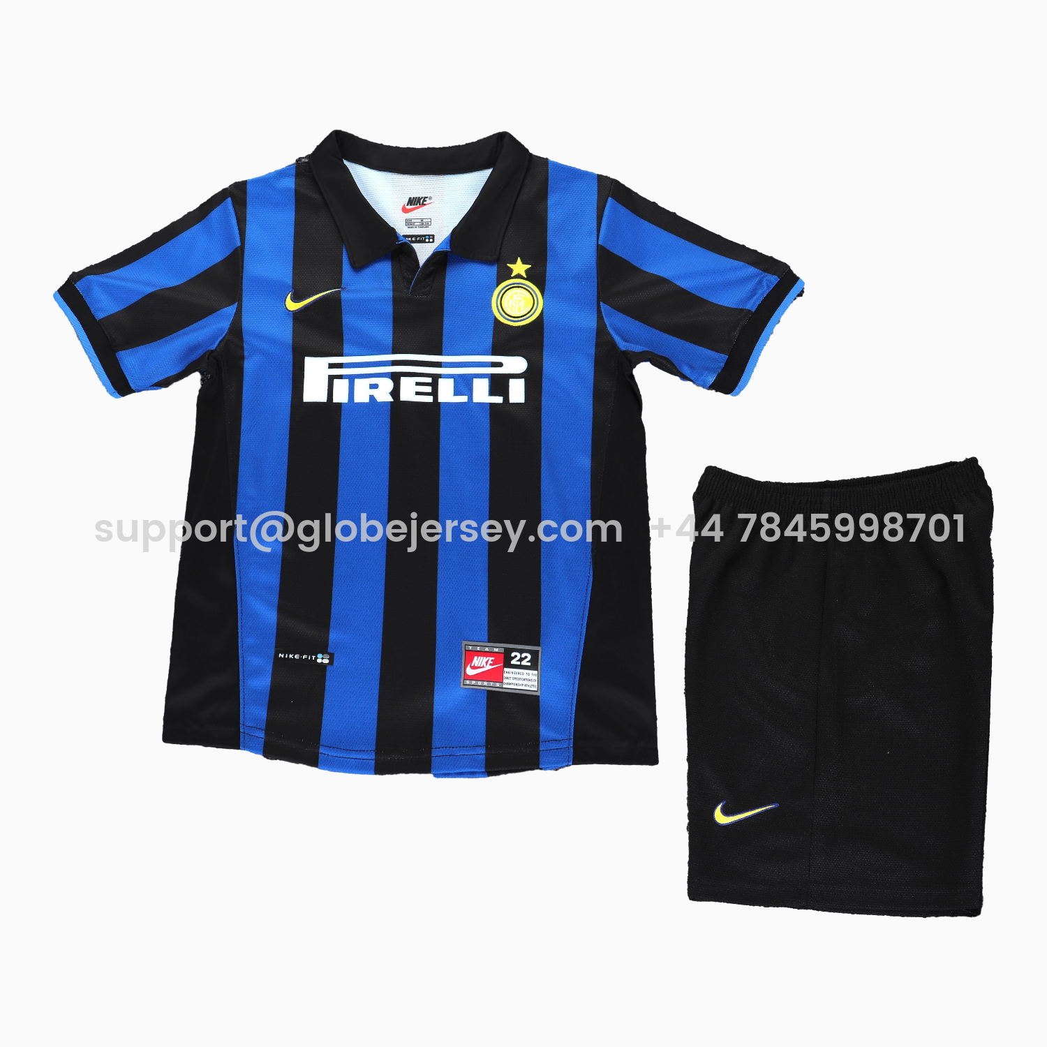 GlobeJersey-Retro Inter Milan 1998-99 Home Kids Kit