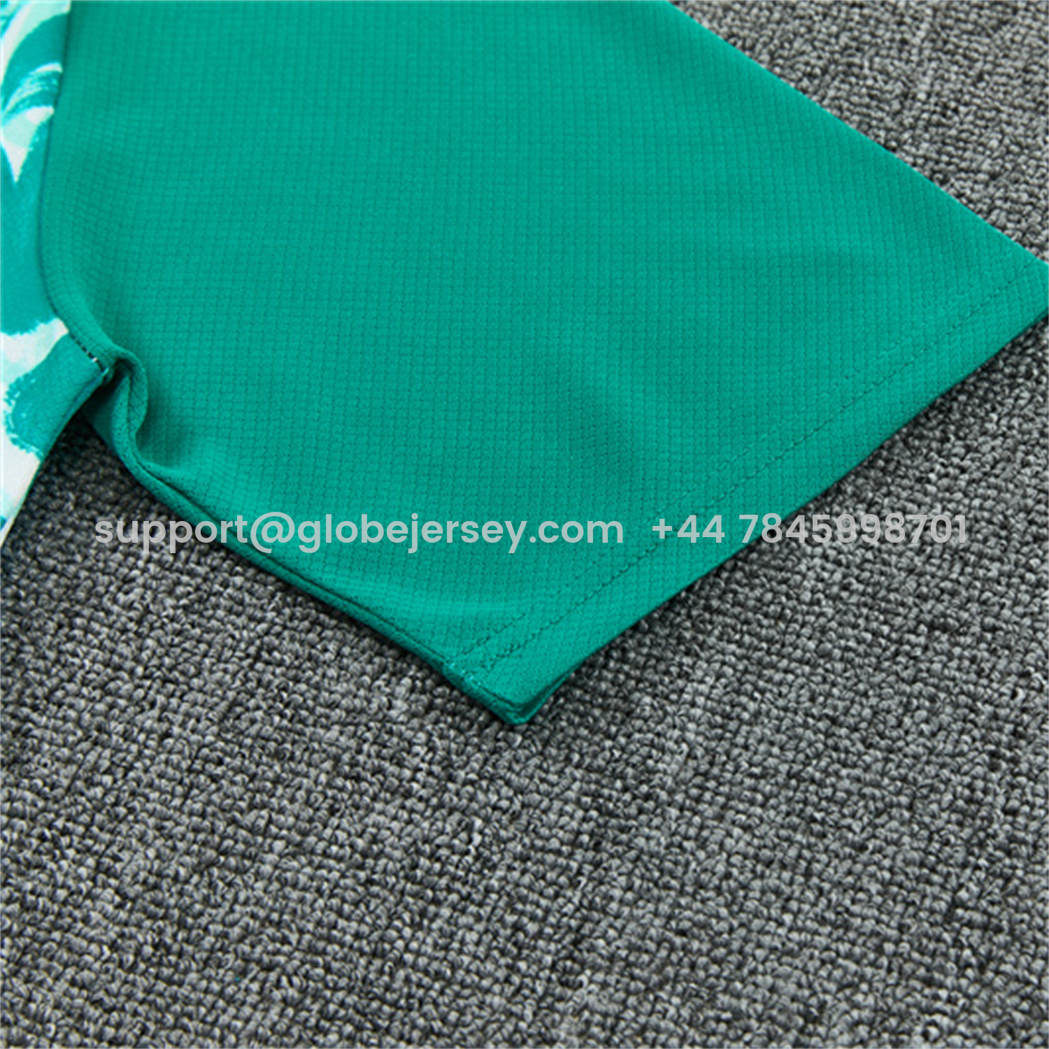GlobeJersey-Portugal 2026 Short-Sleeve Training Set - Colors Top & Dark Teal Blue With A Red Stripe On The Side Pants