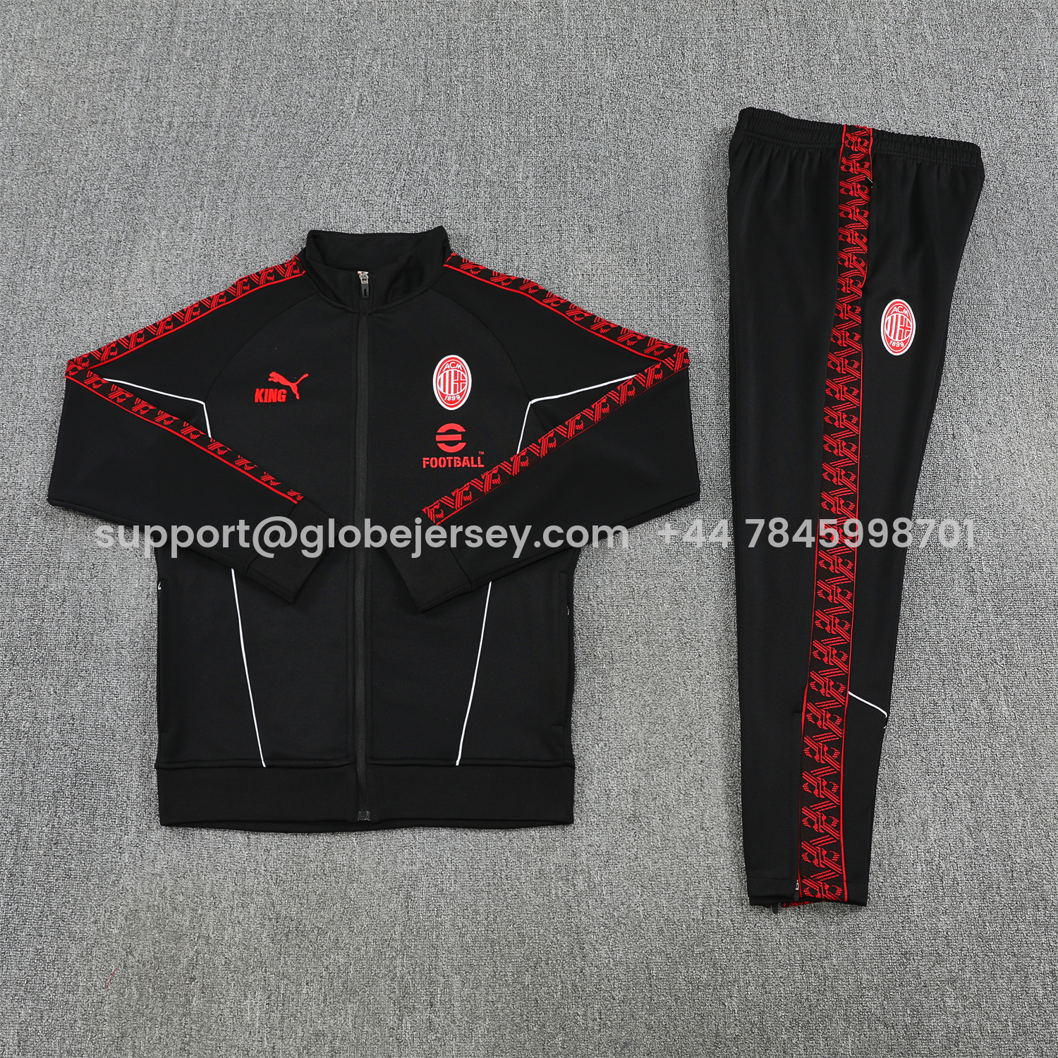 GlobeJersey-AC Milan 25-26 Jacket Training Tracksuit - Black top & Pants