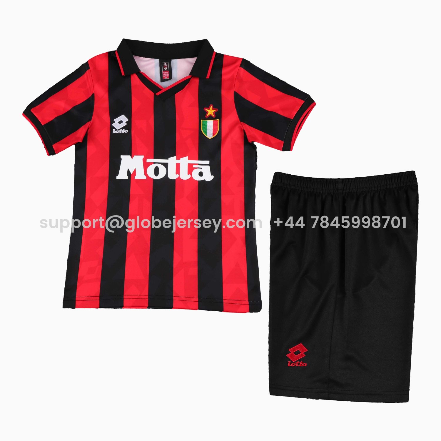 GlobeJersey-Retro AC Milan 1993-94 Home Kids Kit